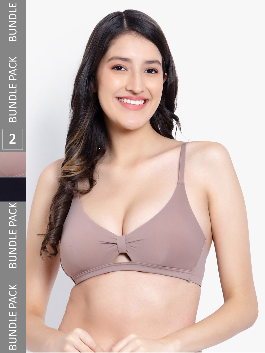 

PARKHA Pack Of 2 Medium Coverage Heavily Padded Non-Wired No-Sag Bra, Black