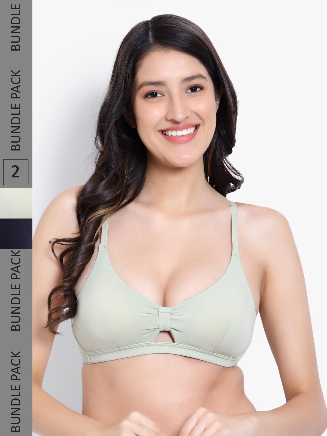 

PARKHA Pack Of 2 Medium Coverage Heavily Padded Non-Wired No-Sag Bra, Black