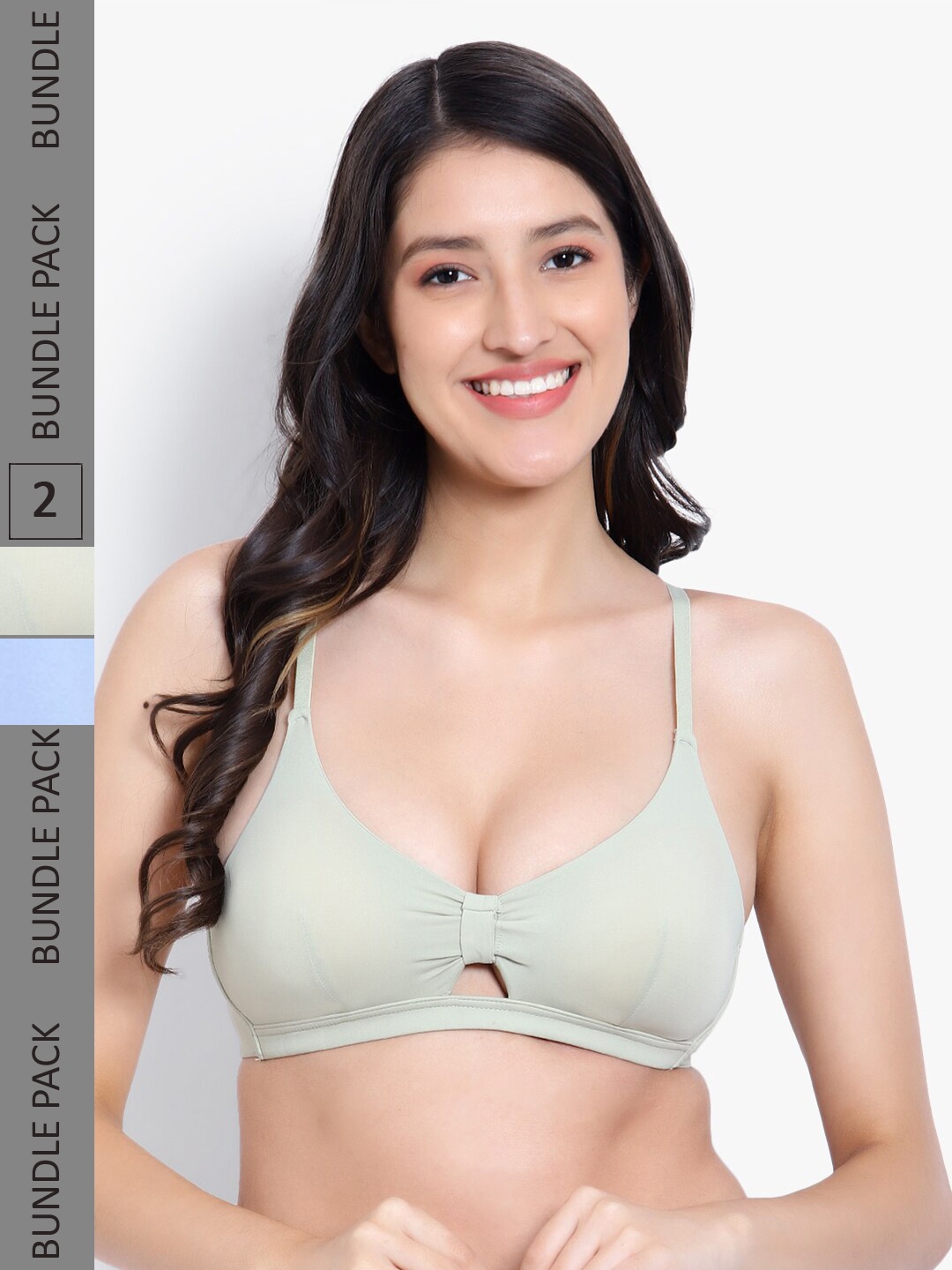 

PARKHA Pack Of 2 Medium Coverage Heavily Padded Non-Wired No-Sag Bra, Sea green