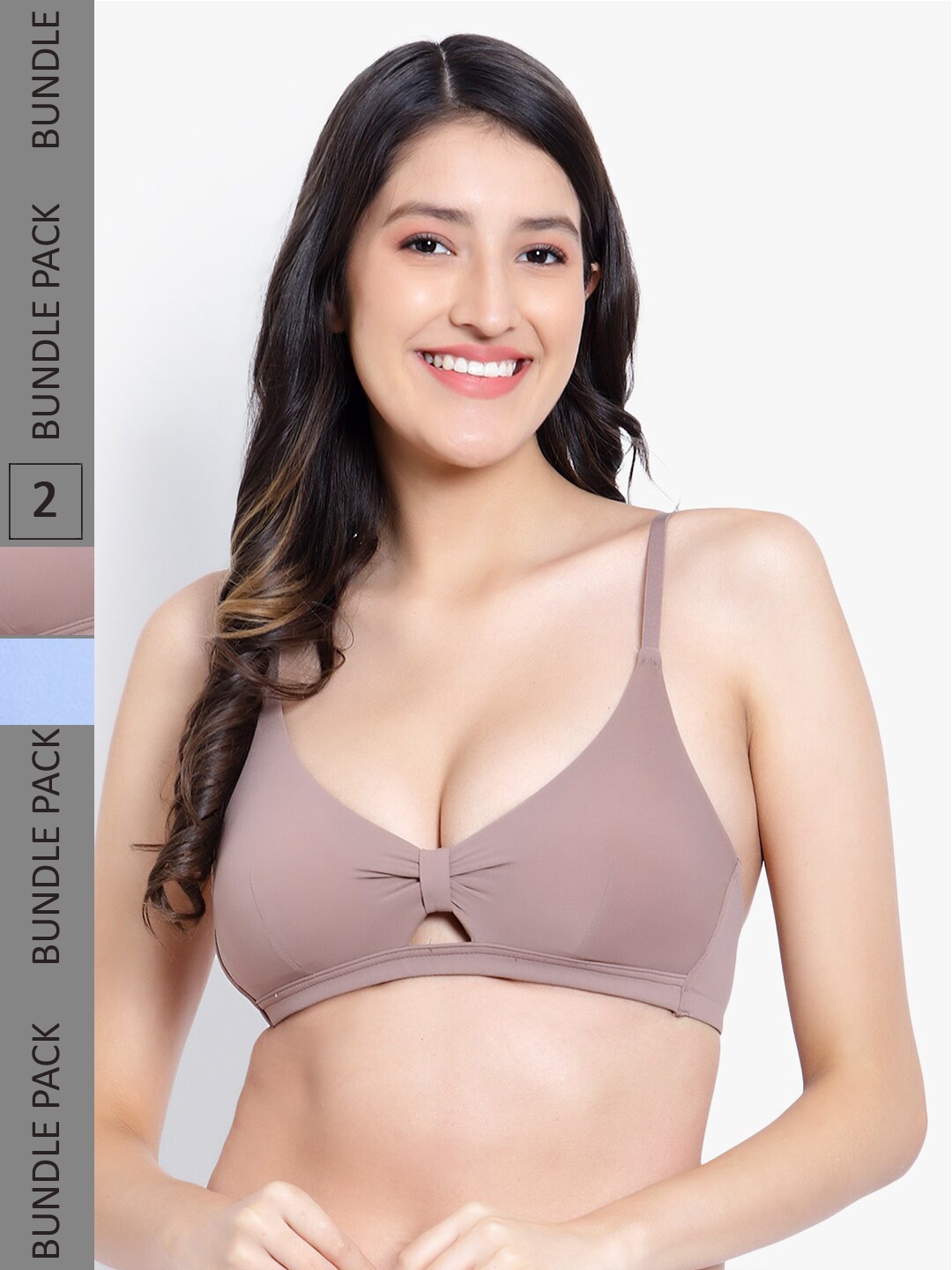 

PARKHA Pack Of 2 Medium Coverage Heavily Padded Non-Wired No-Sag Bra, Mauve