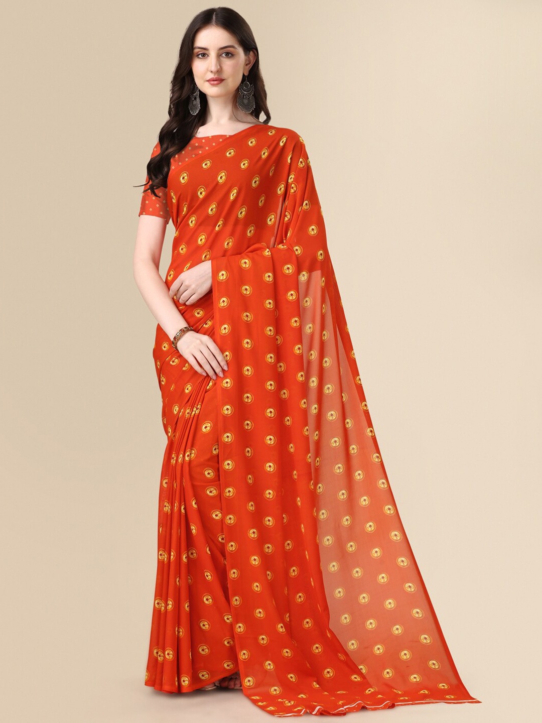 

Dori Conversational Printed Saree, Orange