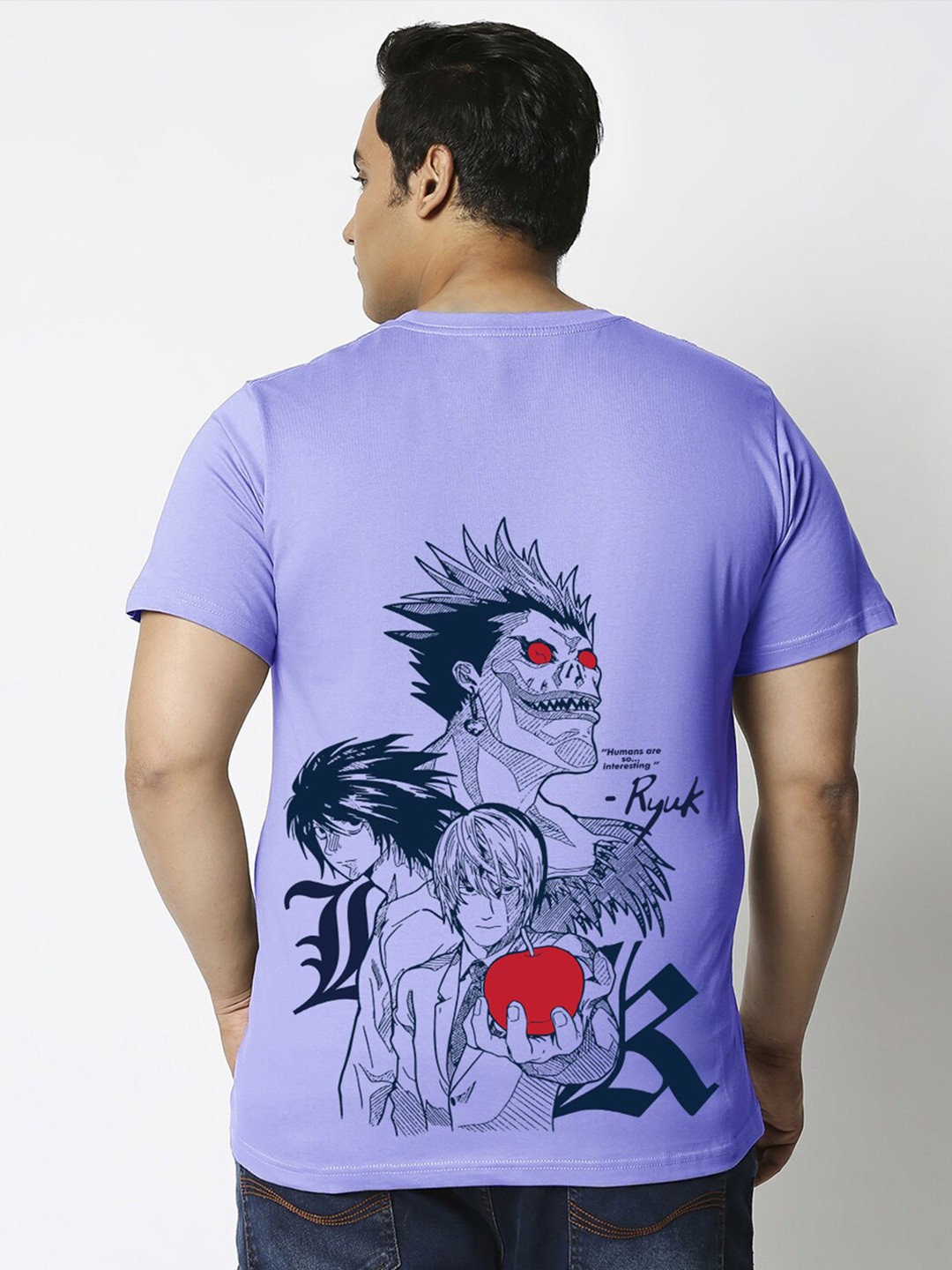 

Bewakoof Purple Shinigami Ryuk Graphic Printed Oversized Plus Size T-shirt