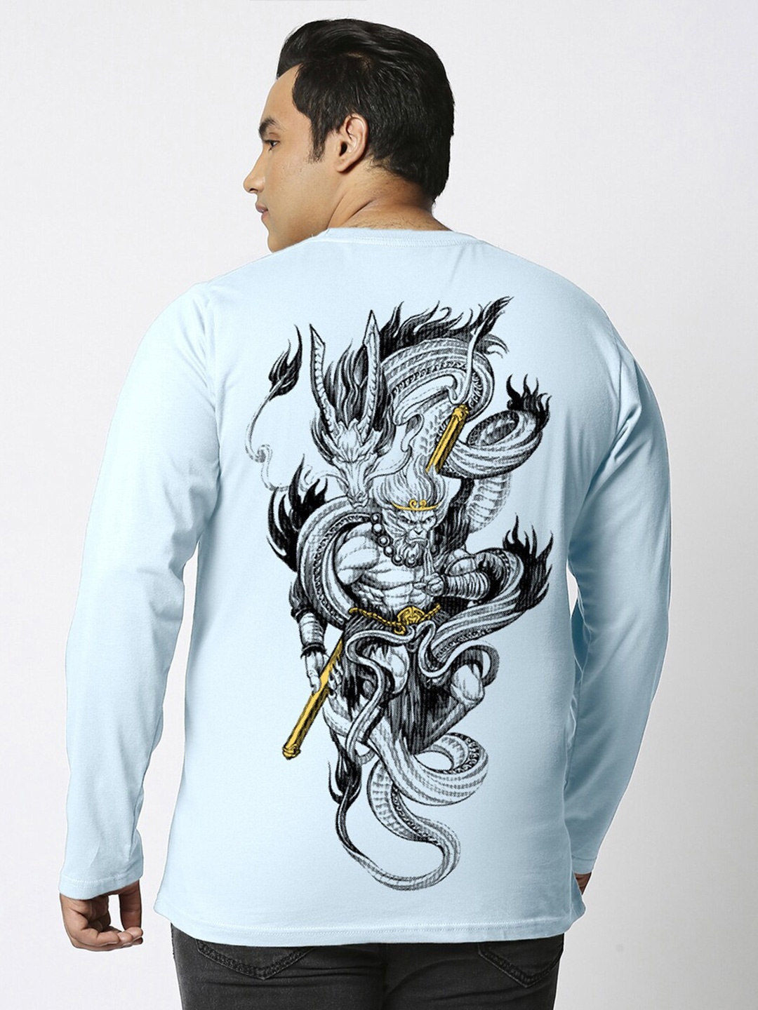 

Bewakoof Monkey King Graphic Printed Oversized Plus Size T-shirt, Blue