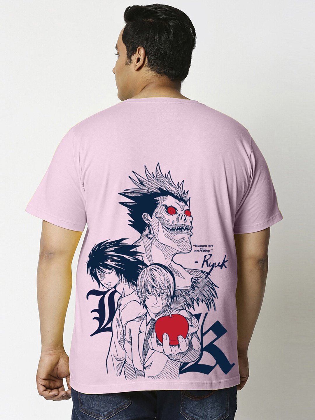 

Bewakoof Shinigami Ryuk Graphic Printed Oversized Plus Size T-shirt, Pink