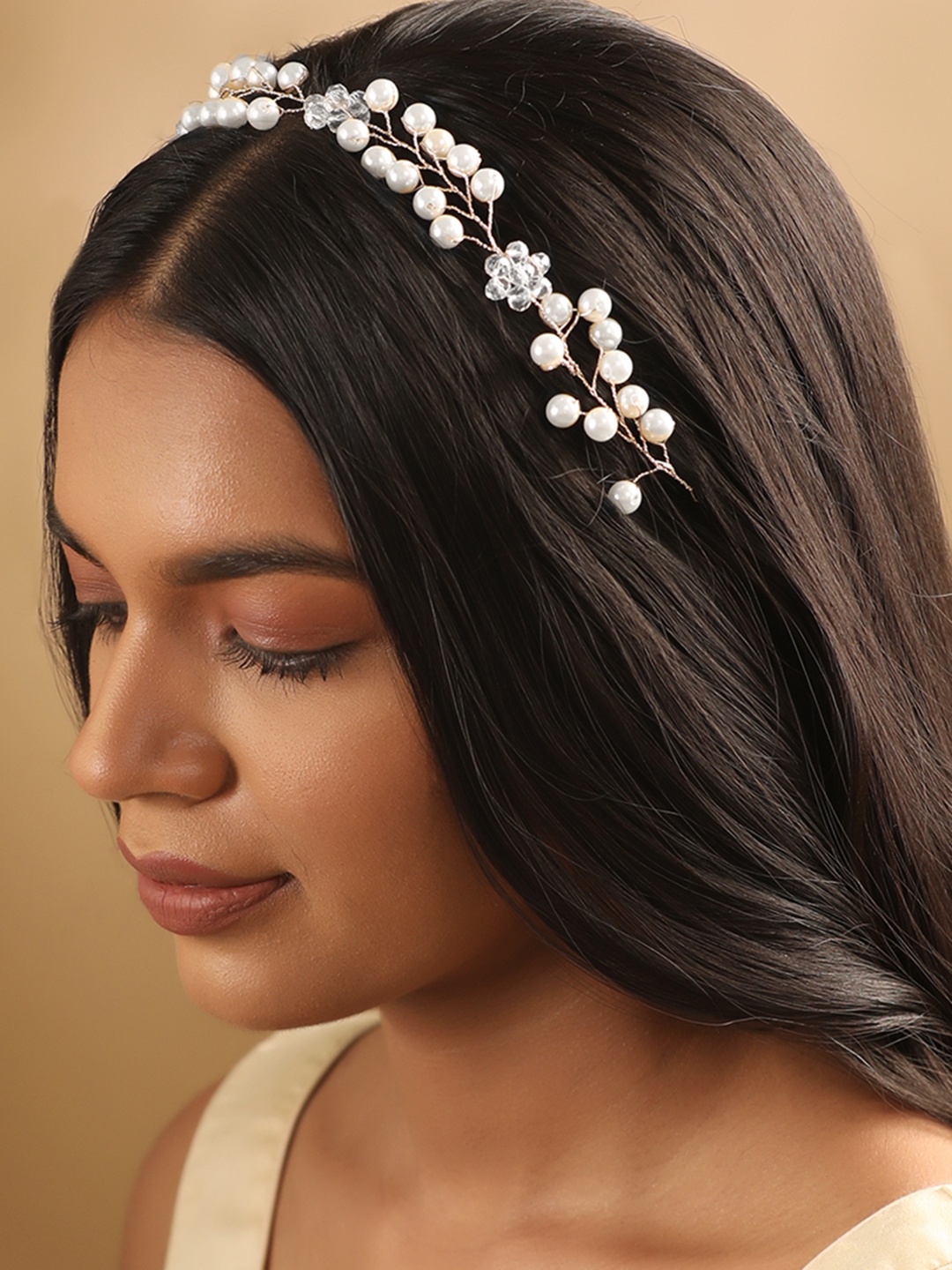 

Rubans Pearl & Crystal beaded Tiara, White