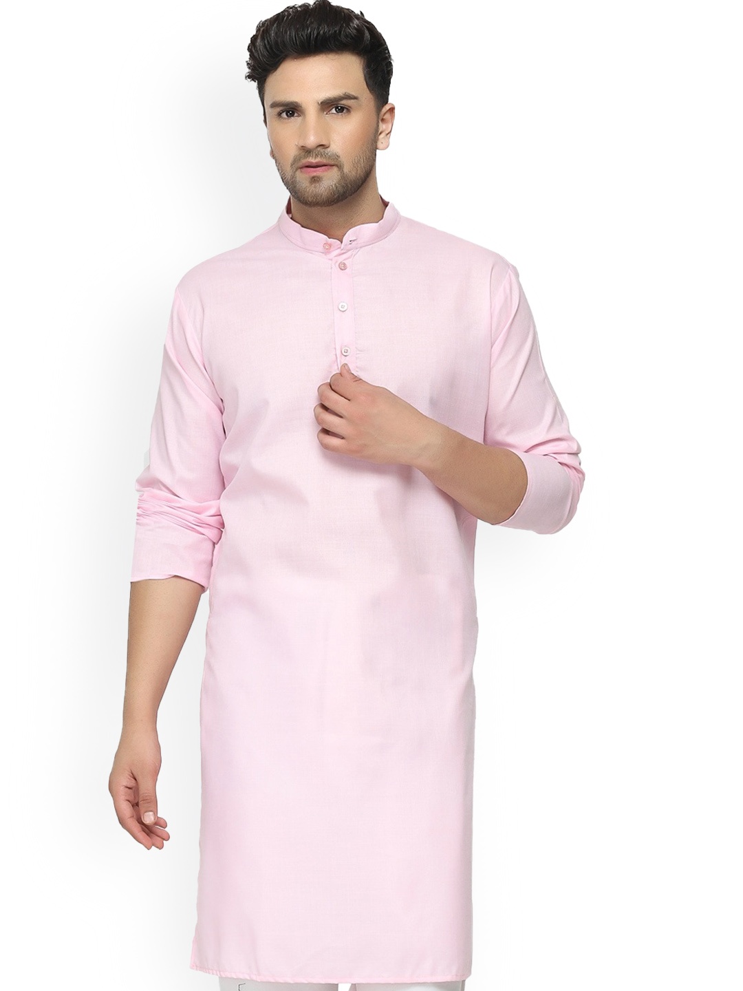 

ONNIX Mandarin Collar Kurta, Pink