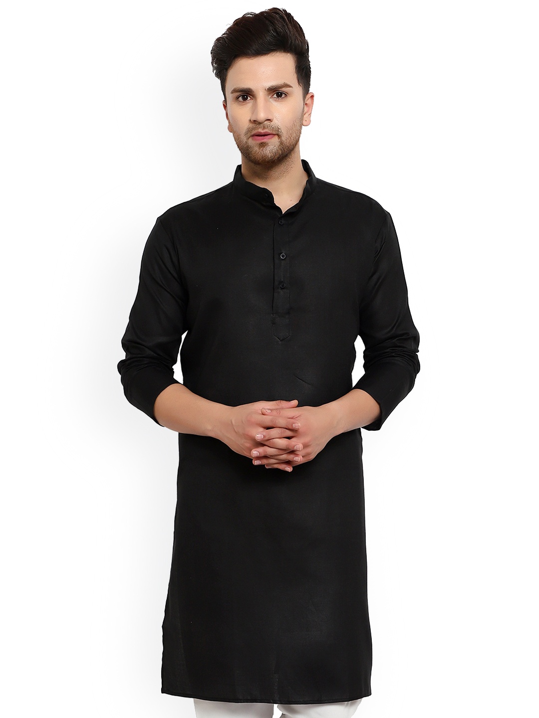 

ONNIX Mandarin Collar Kurta, Black