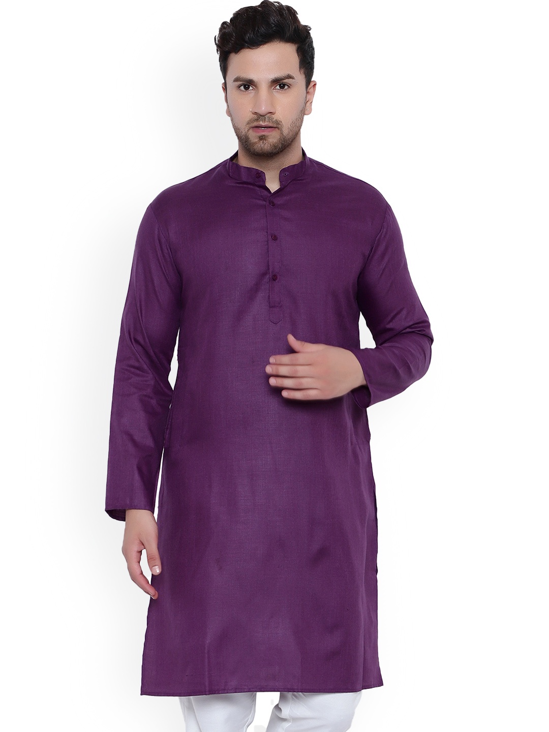 

ONNIX Mandarin Collar Kurta, Purple