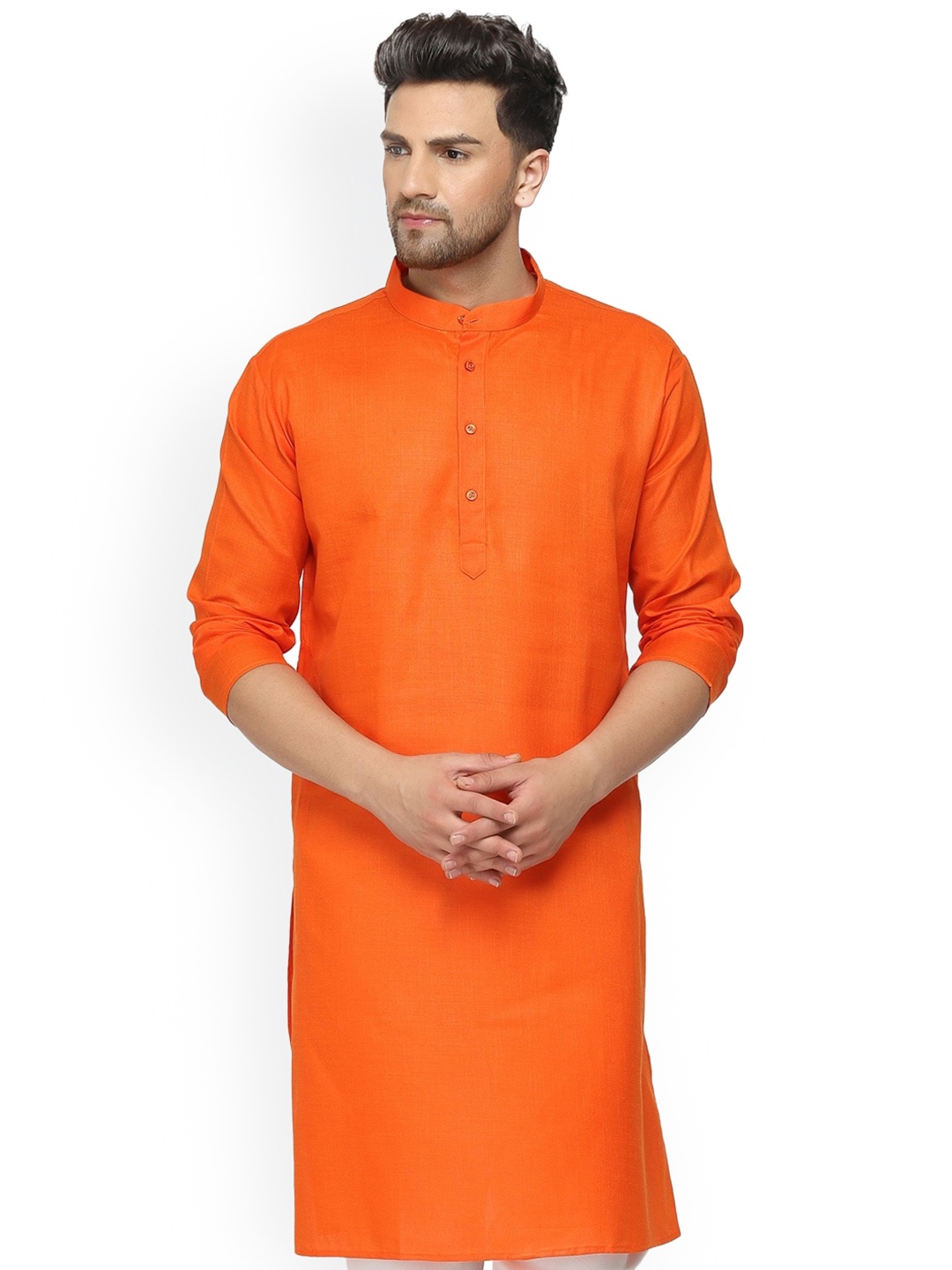 

ONNIX Mandarin Collar Straight Kurta, Orange