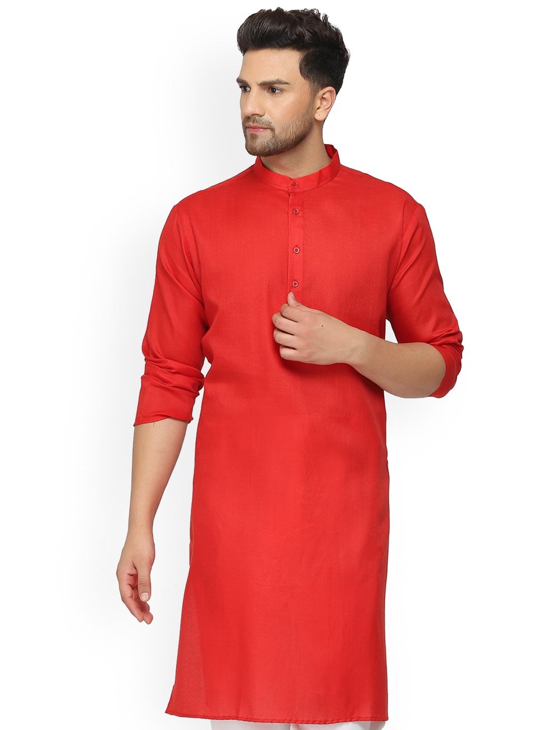 

ONNIX Mandarin Collar Straight Kurta, Red