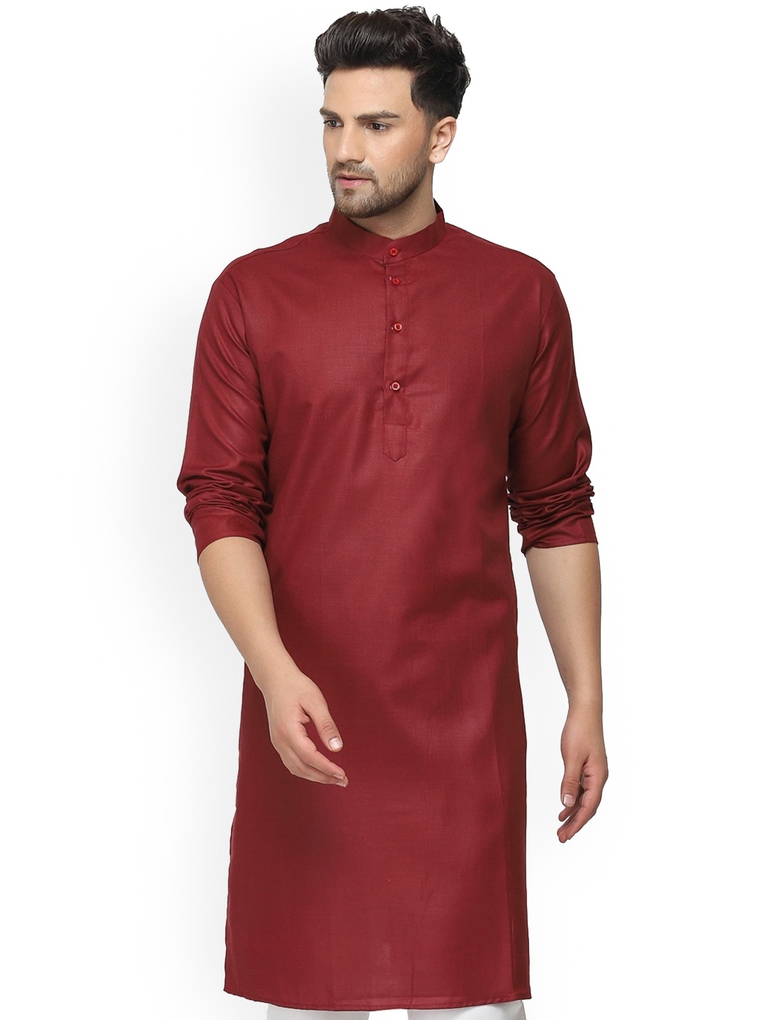 

ONNIX Mandarin Collar Straight Kurta, Maroon