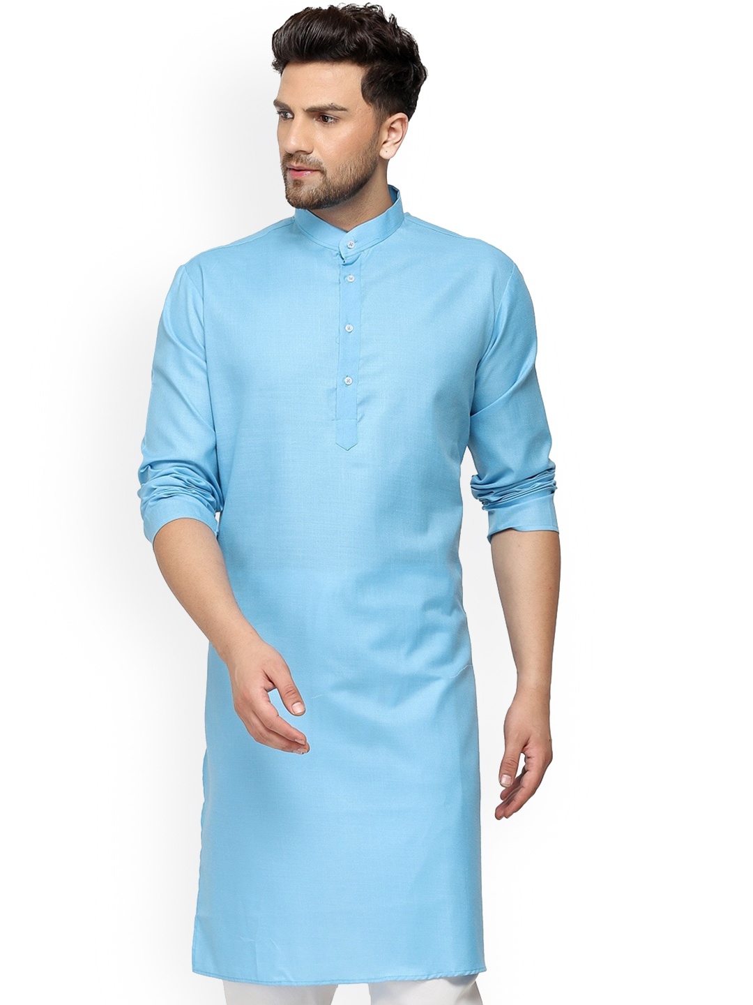 

ONNIX Mandarin Collar Straight Kurta, Blue