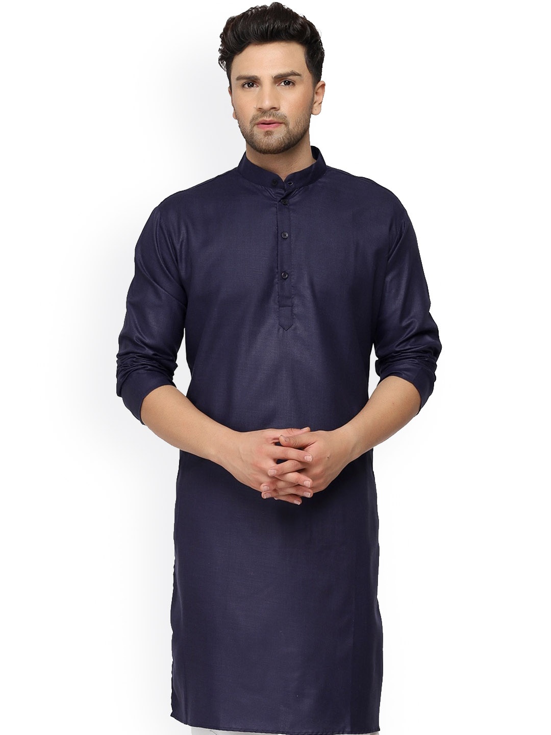 

ONNIX Mandarin Collar Straight Kurta, Navy blue