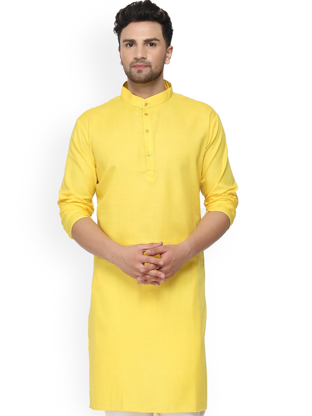 

ONNIX Mandarin Collar Straight Kurta, Yellow