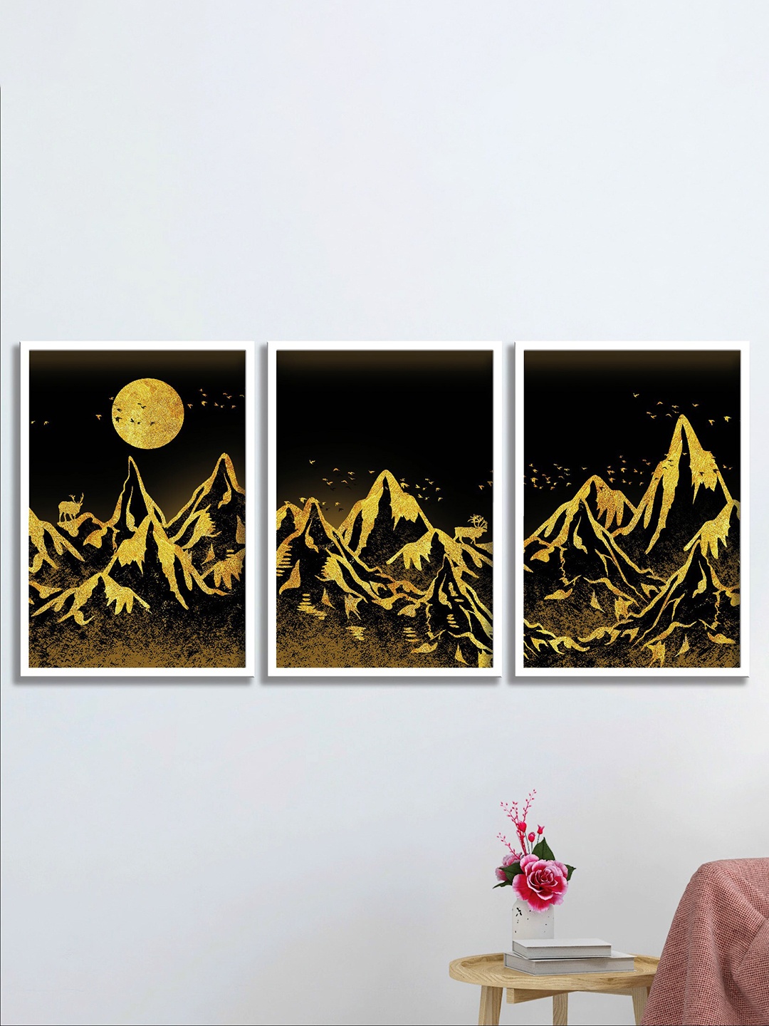 

SAF Black & Yellow 3 Pieces Nature Wall Art