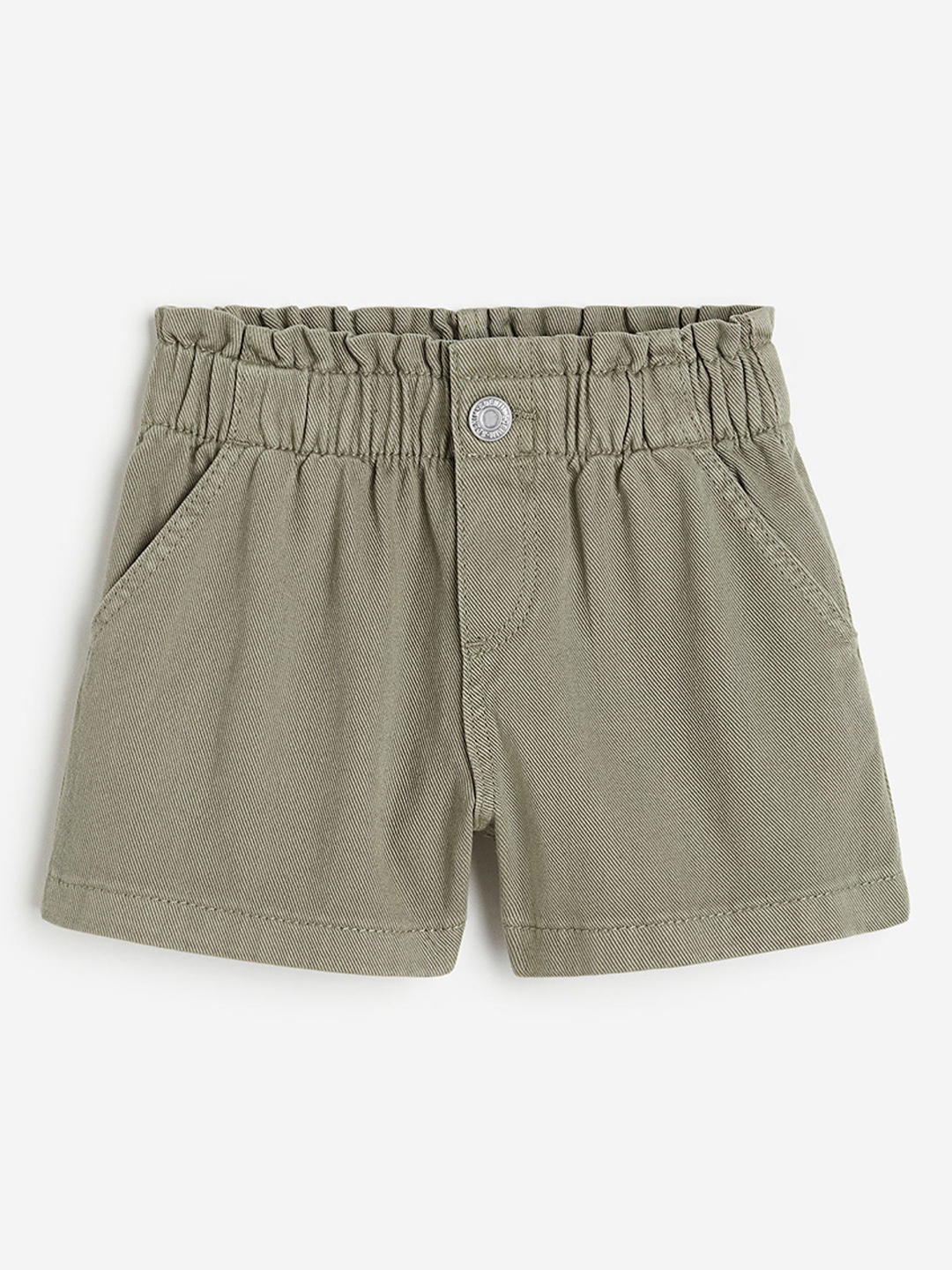 

H&M Girls Pure Cotton Loose Fit Denim Shorts, Olive