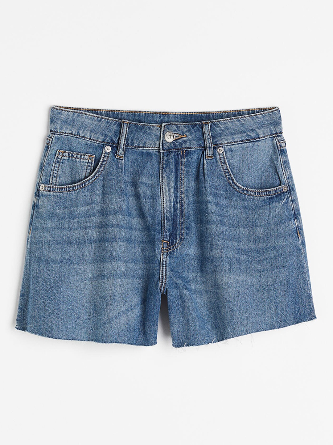 

H&M Women Pure Cotton High Denim Shorts, Blue