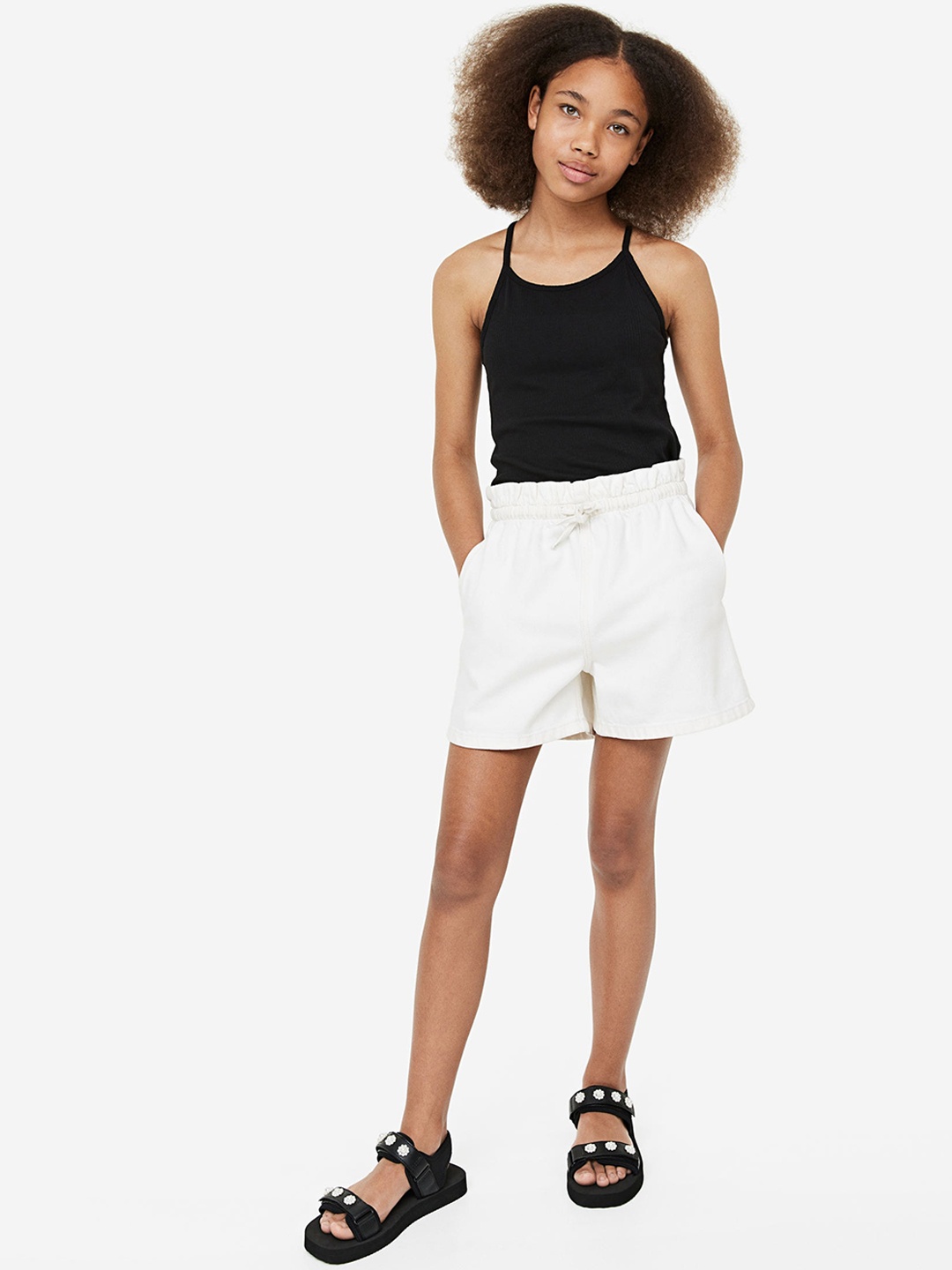 

H&M Girls Denim Pull-On Shorts, White