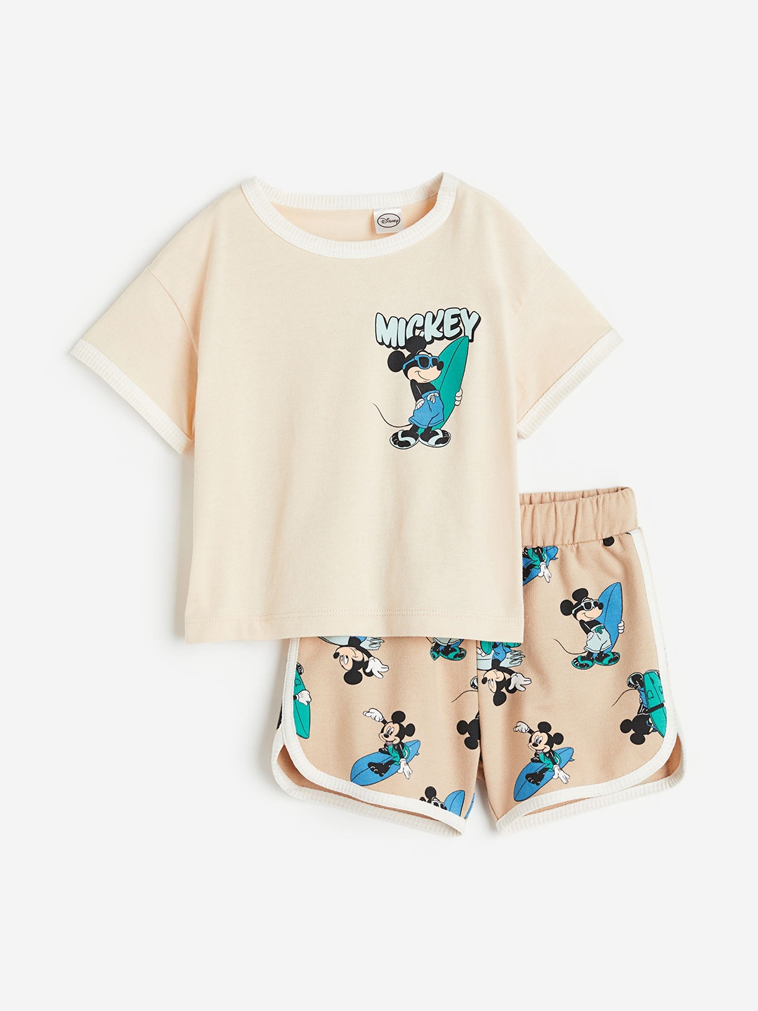 

H&M Boys 2-Piece Pure Cotton Printed Set, Beige