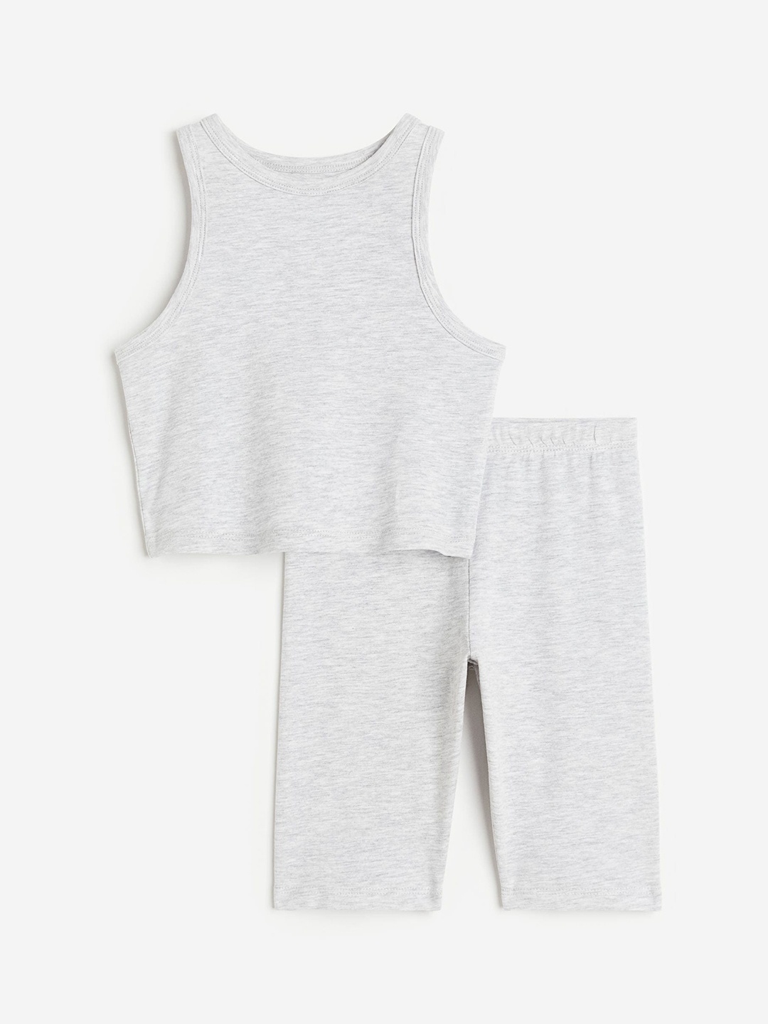 

H&M Girls 2-Piece Ribbed Jersey Set, Grey