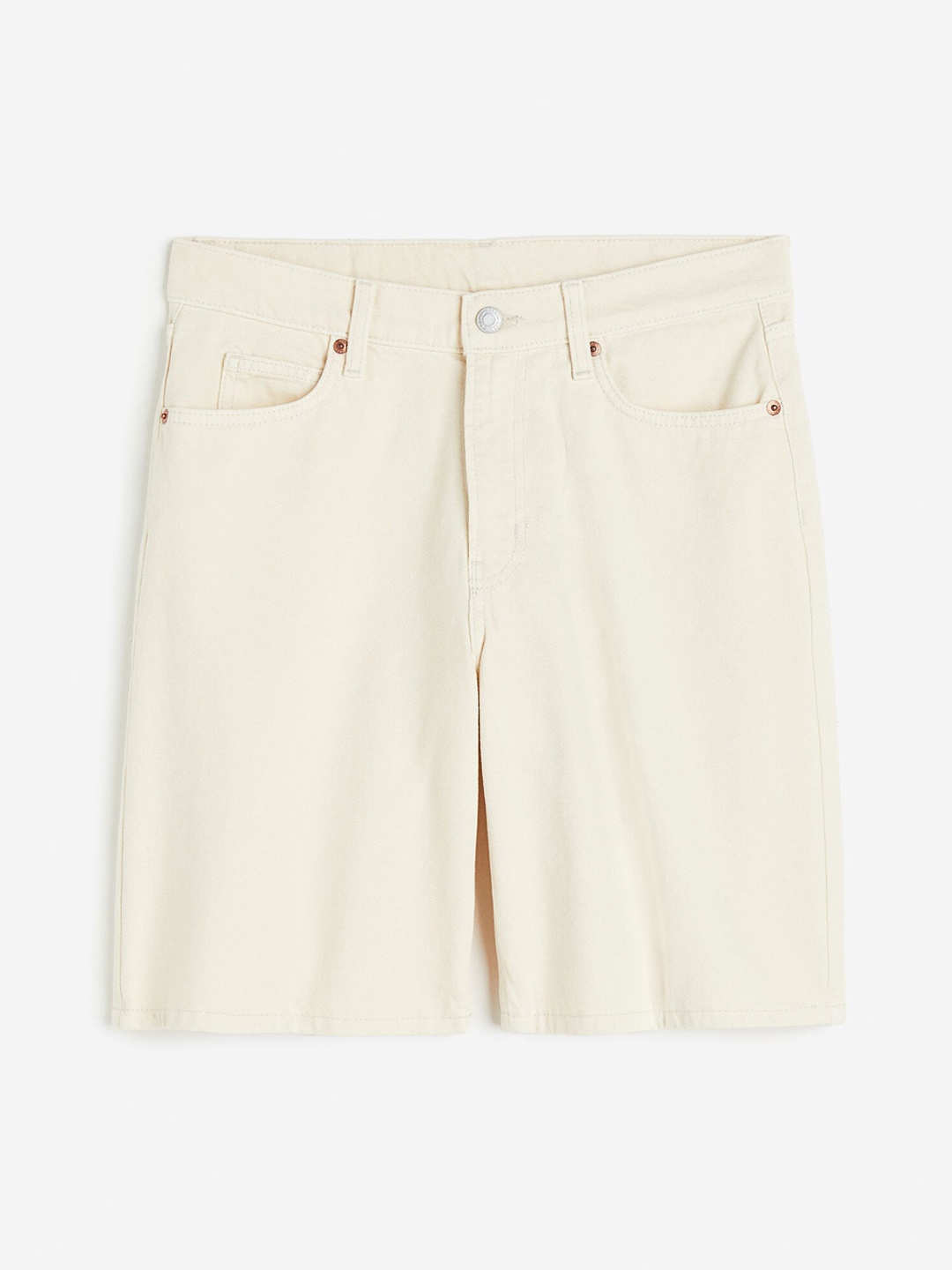 

H&M Women Pure Cotton Low-Waisted Bermuda Shorts, White