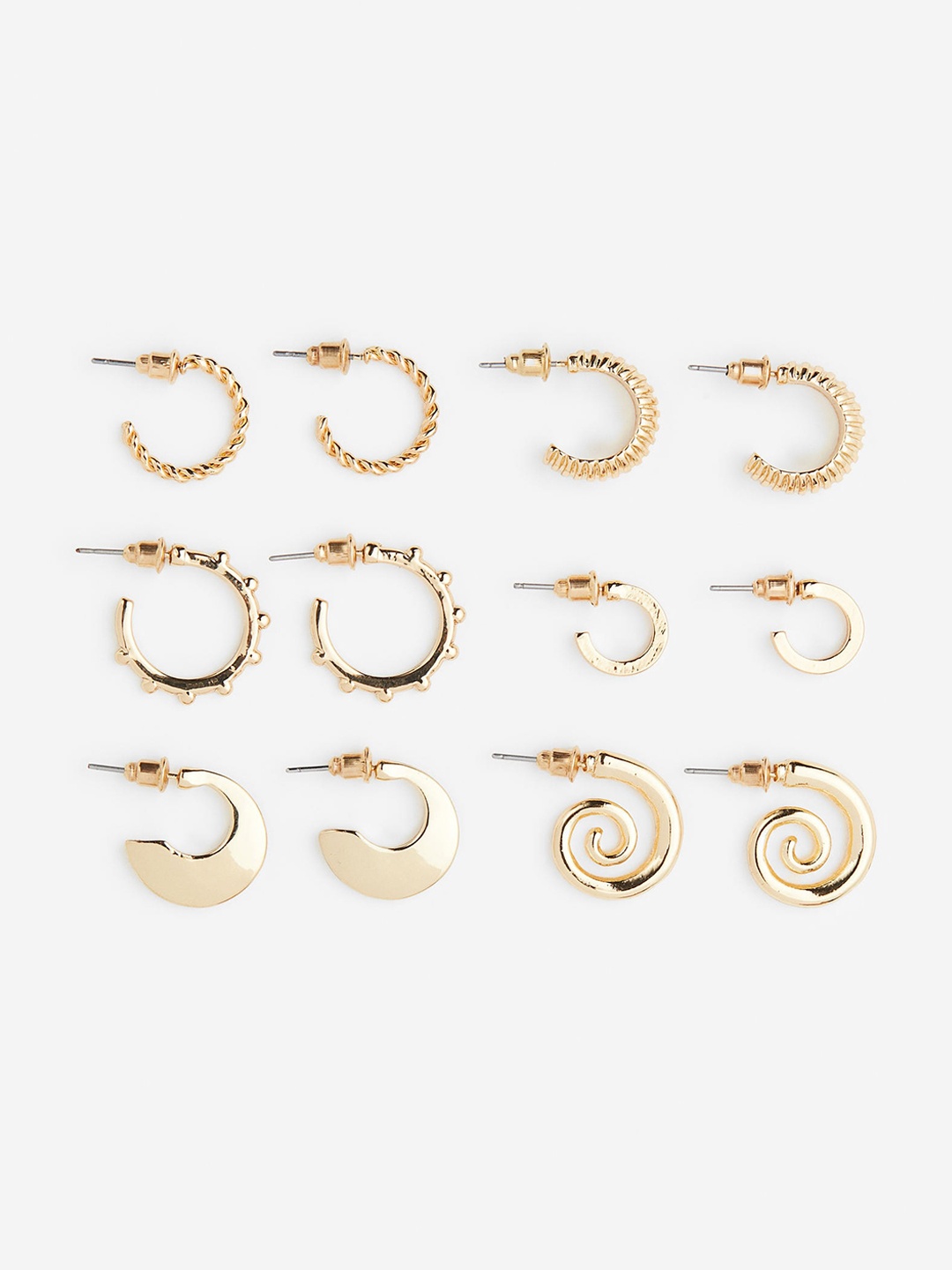 

H&M 6 Pairs Hoop Earrings, Gold