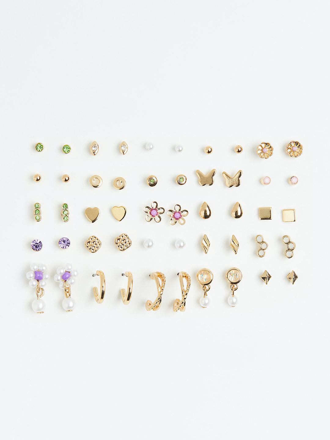 

H&M 25 Pairs Earrings and Studs, Gold