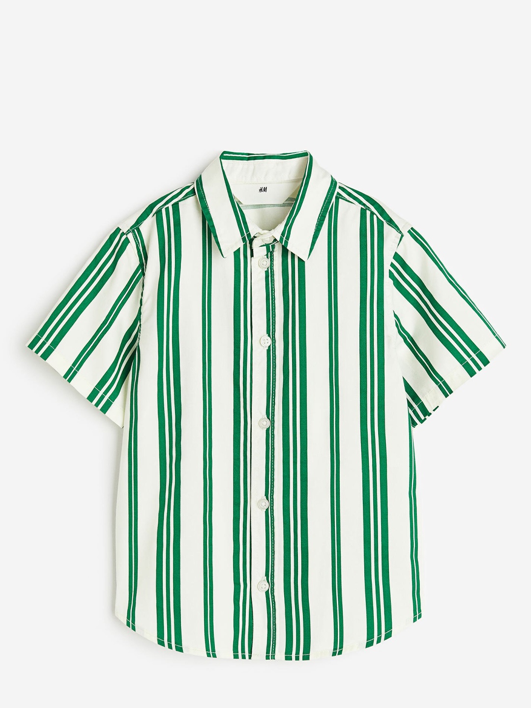 

H&M Boys Short-Sleeved Cotton Shirt, Green
