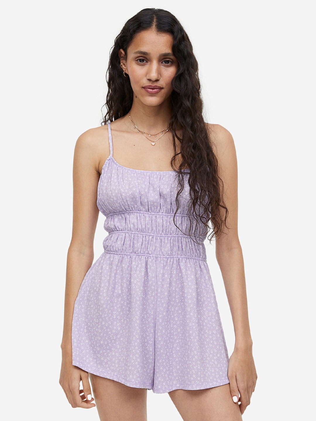 

H&M Crinkled Jersey Jumpsuit, Purple