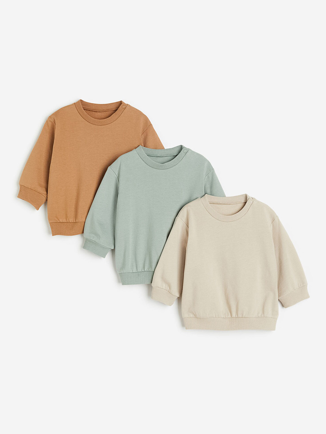 

H&M Boys 3-Pack Cotton Sweatshirts, Beige