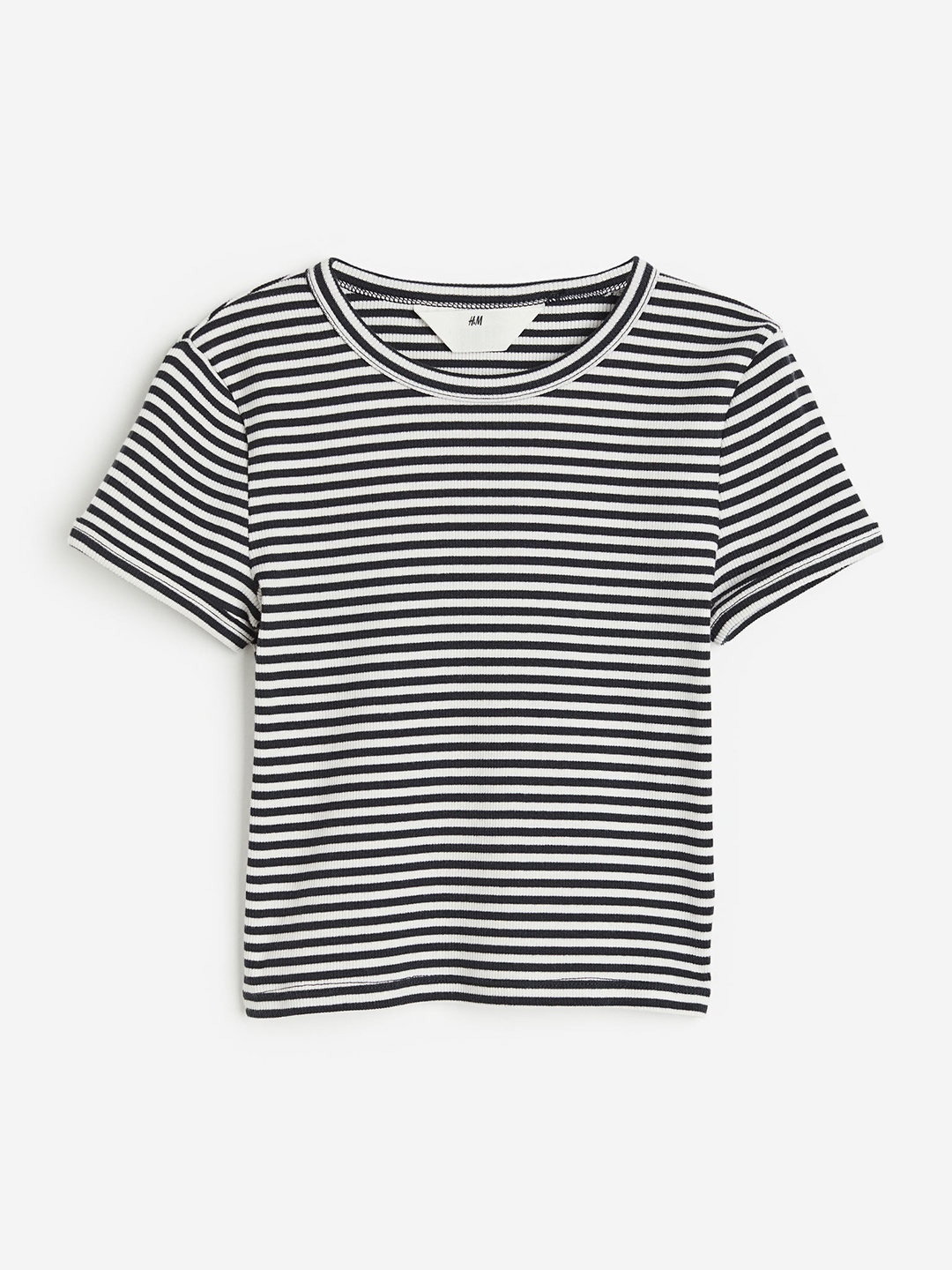 

H&M Girls Ribbed T-shirt, Black