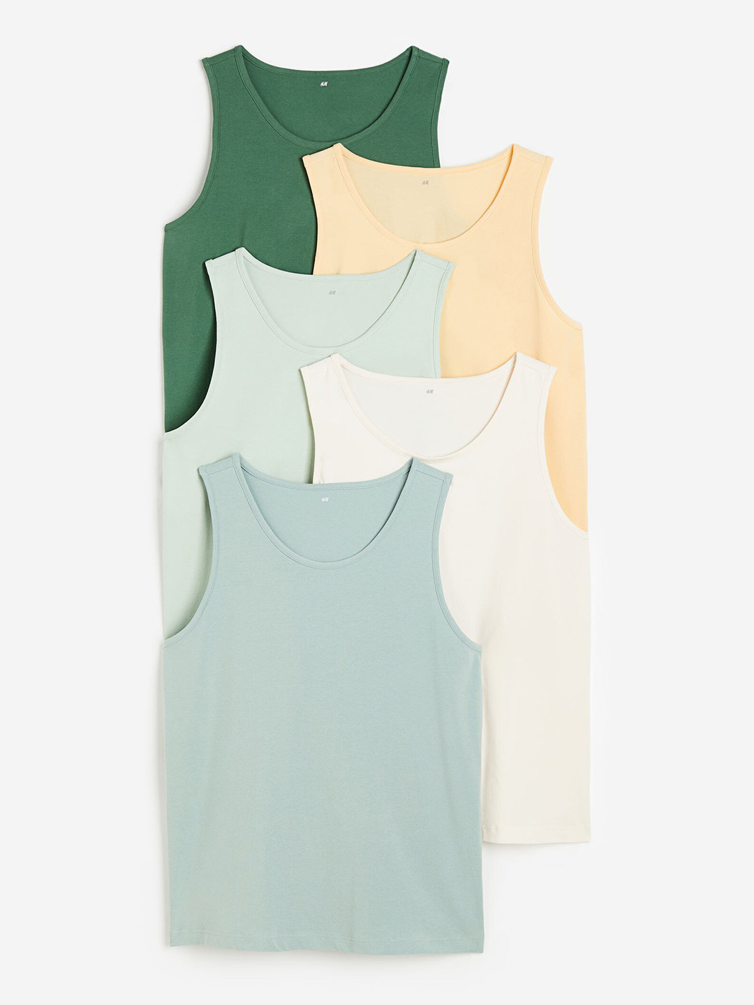 

H&M Men 5-Pack Regular Fit Vest Tops, Green