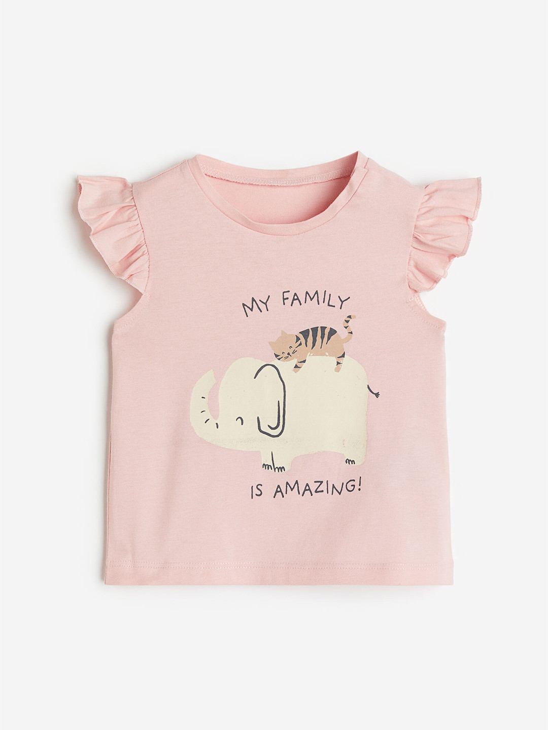 

H&M Girls Pure Cotton Printed T-shirt, Pink