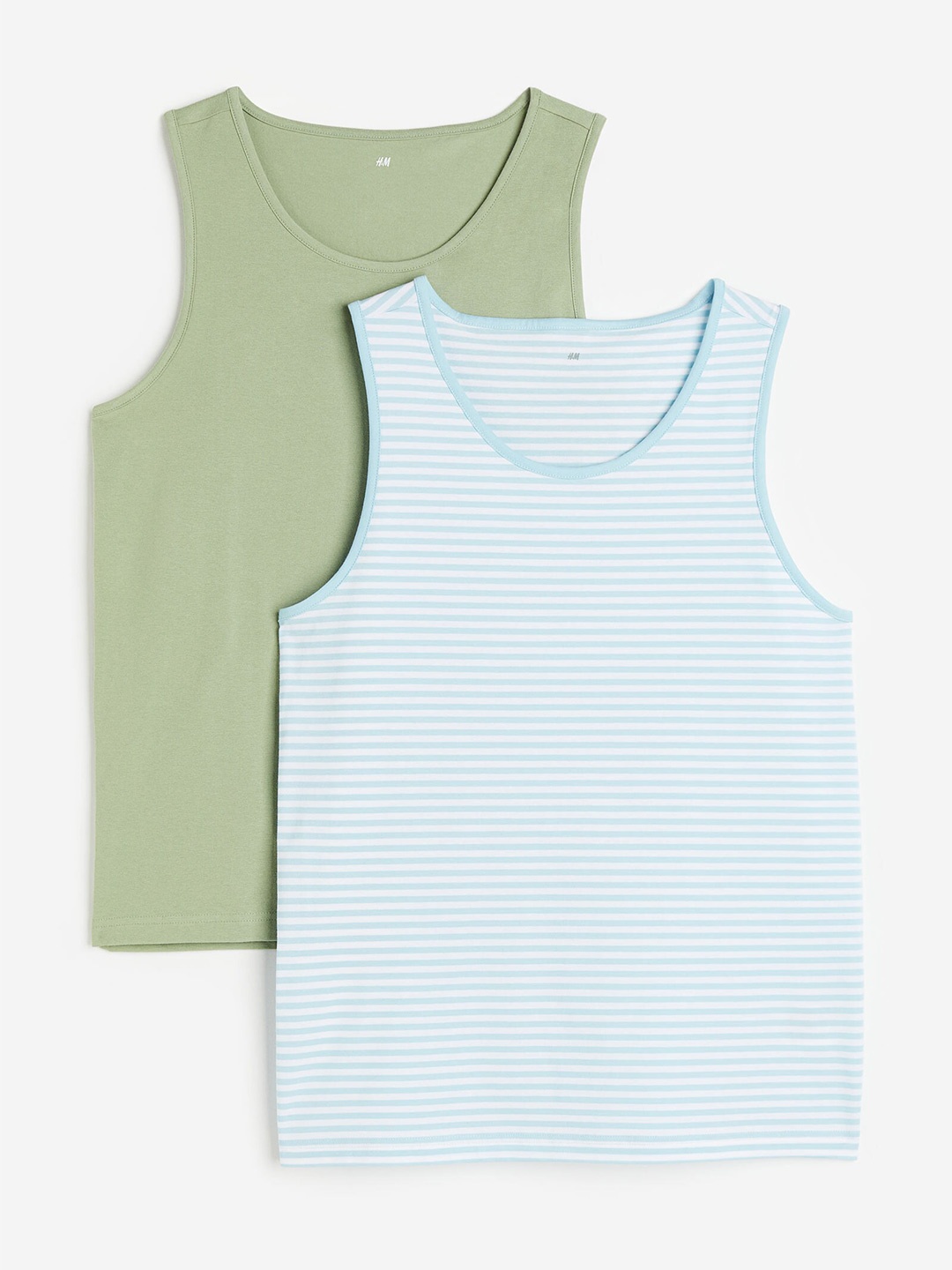 

H&M 2-Pack Regular Fit Vest Tops, Green