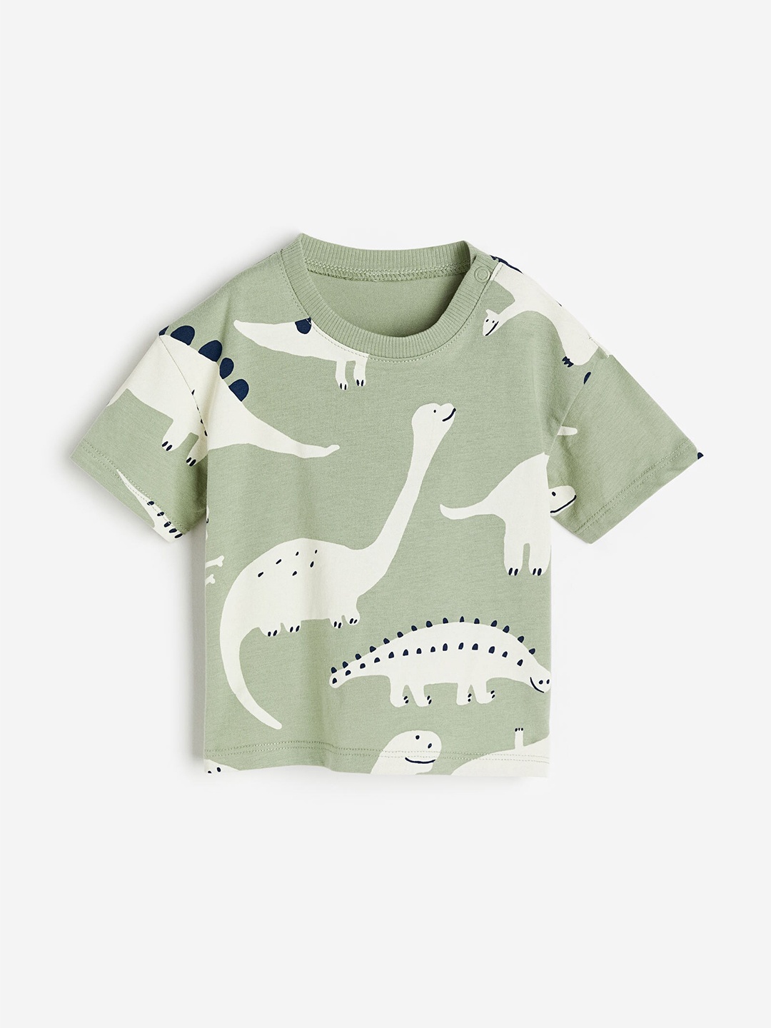 

H&M Boys Pure Cotton Printed T-Shirt, Olive