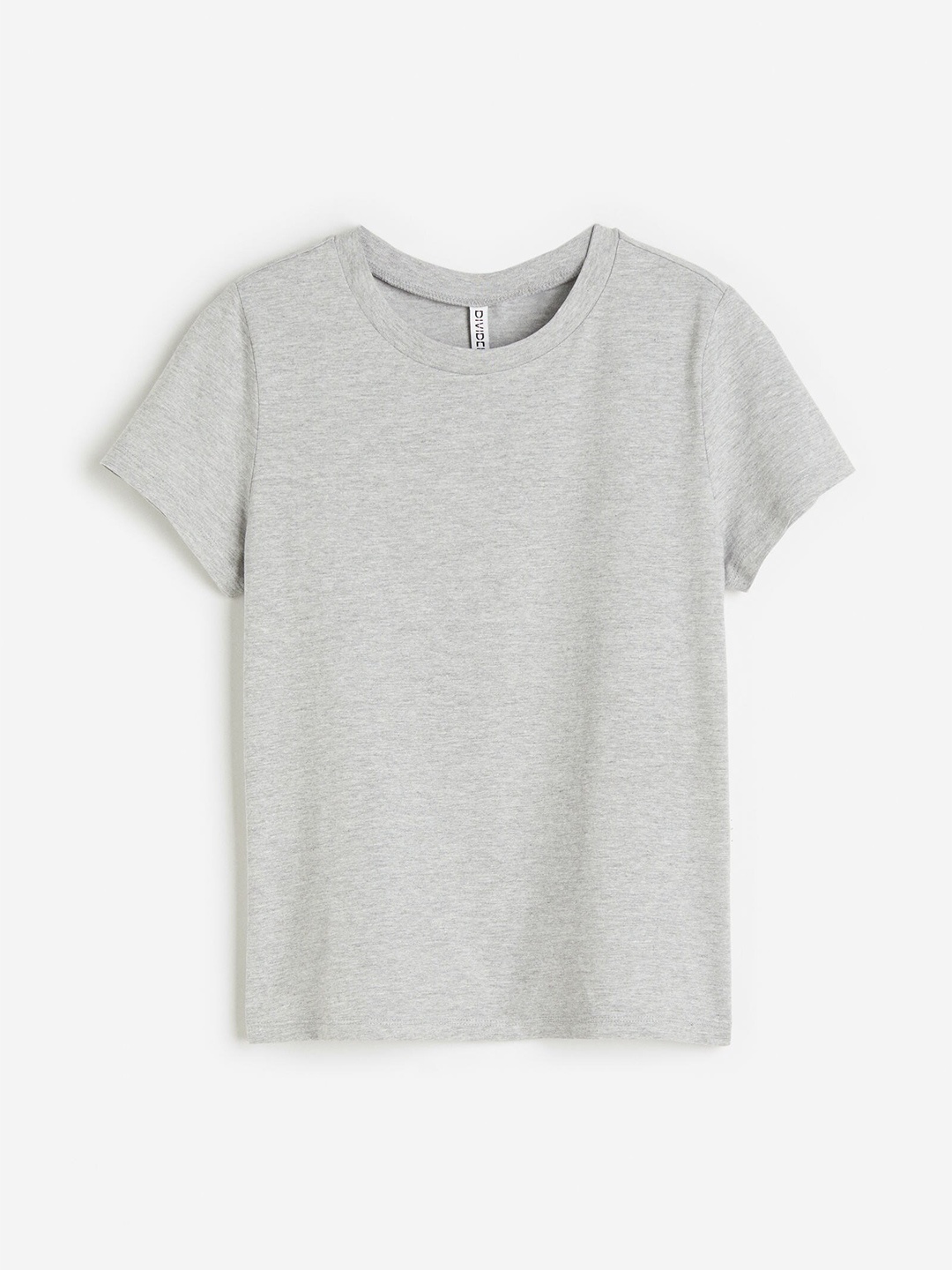 

H&M Pure Cotton Fitted T-Shirt, Grey melange