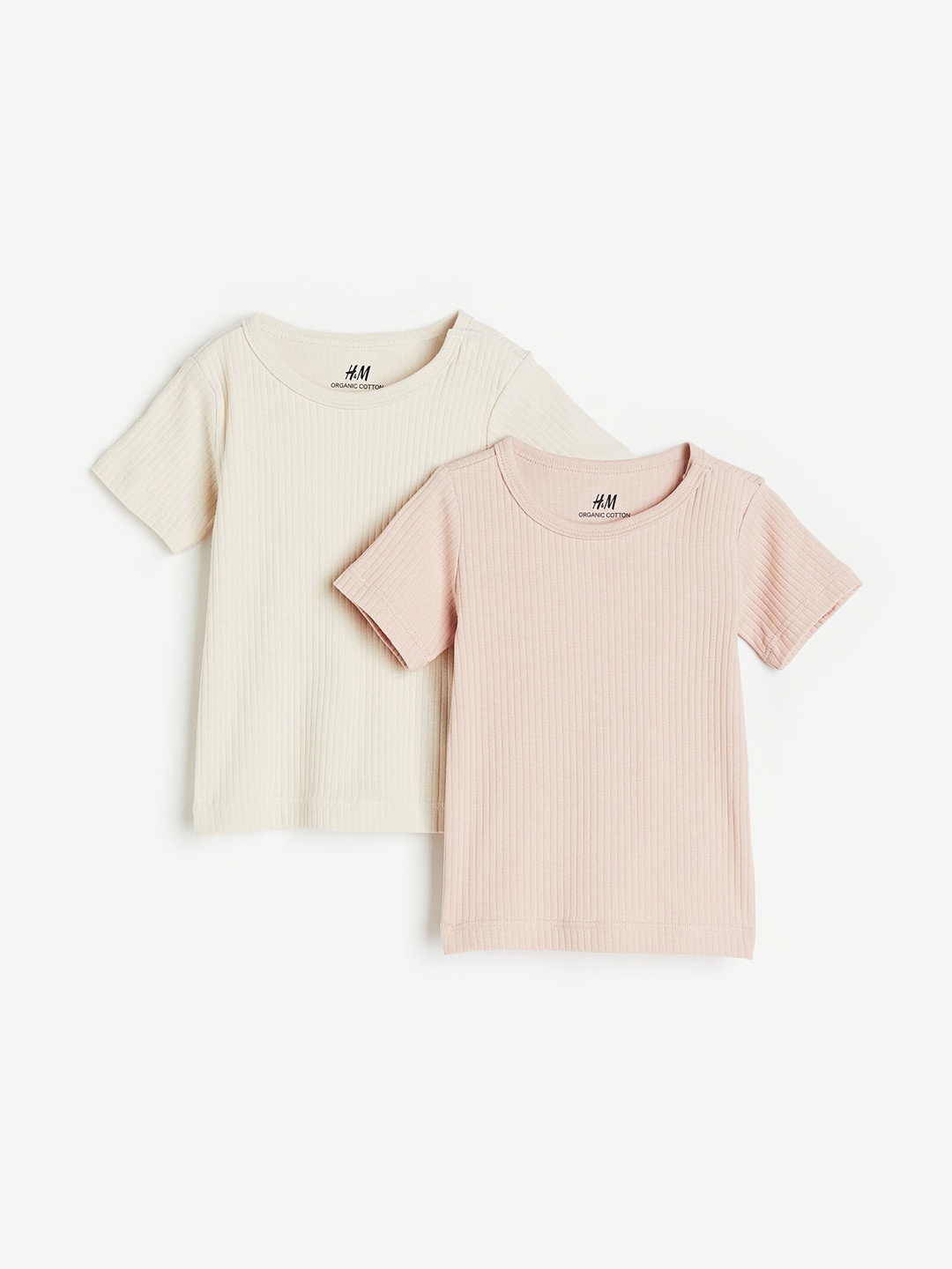 

H&M Boys 2-Pack Ribbed T-shirts, Beige