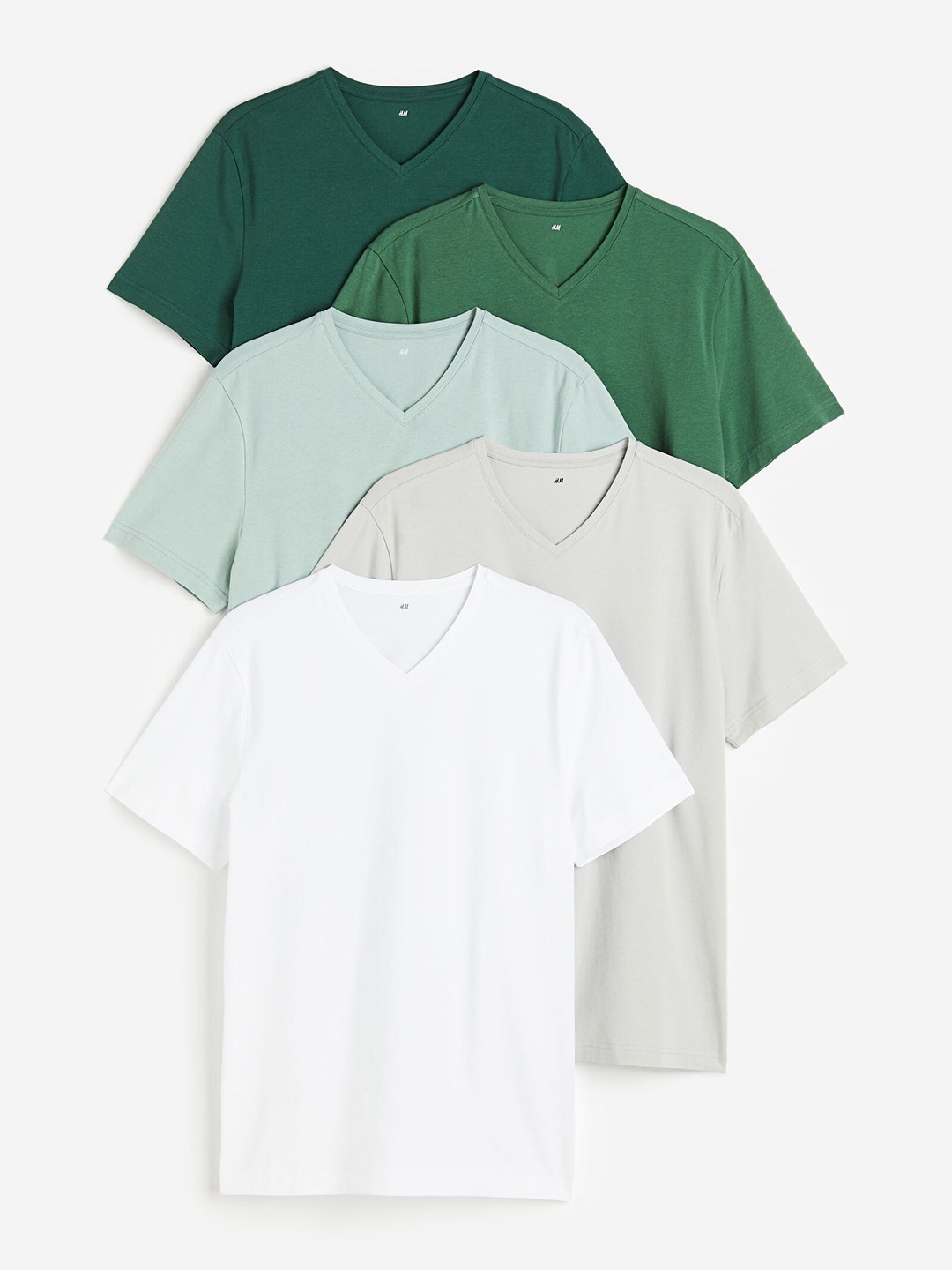 

H&M 5-Pack Slim Fit T-shirts, Green