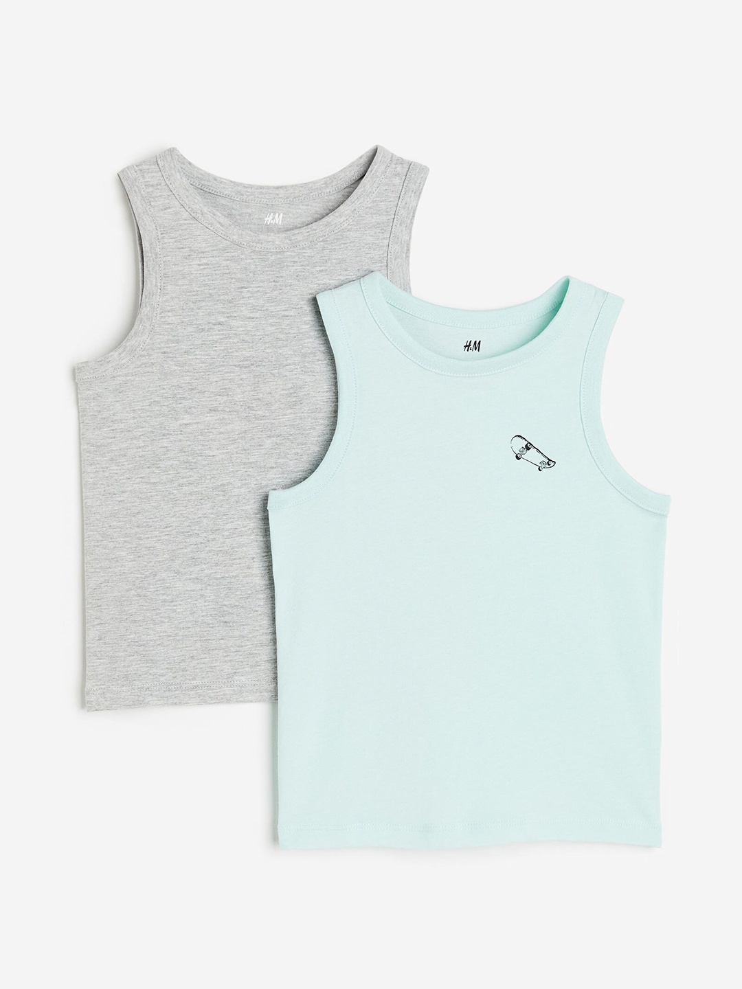 

H&M Boys 2-Pack Cotton Vest Tops, Grey melange