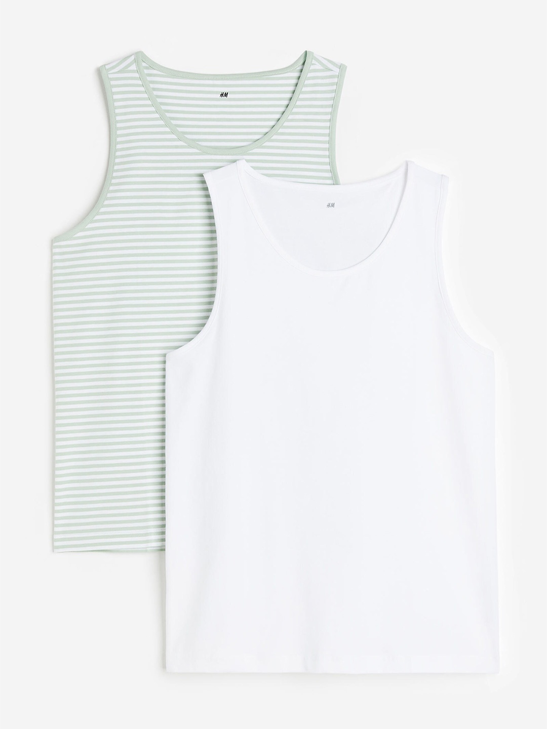 

H&M 2-Pack Regular Fit Vest Tops, Green