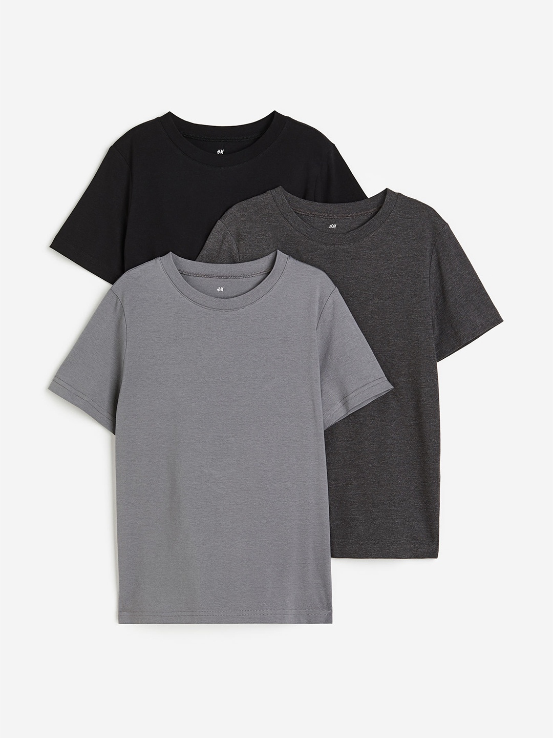 

H&M Boys Pure Cotton 3-Pack T-shirts, Grey