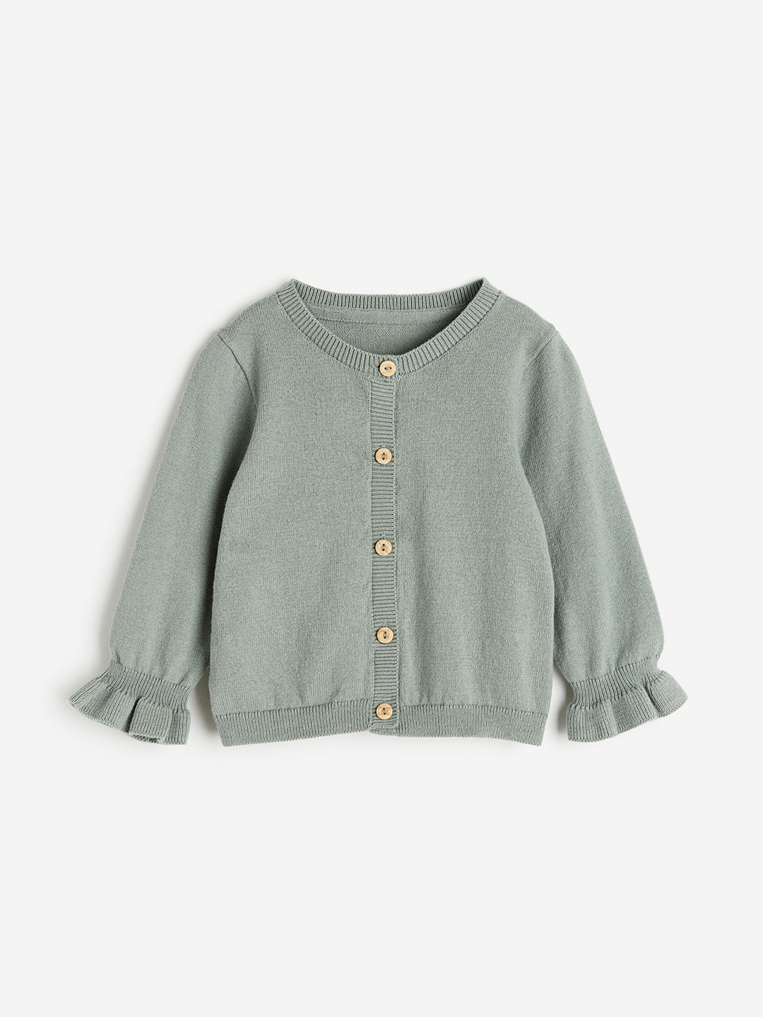 

H&M Girls Fine-Knit Pure Cotton Cardigan, Green