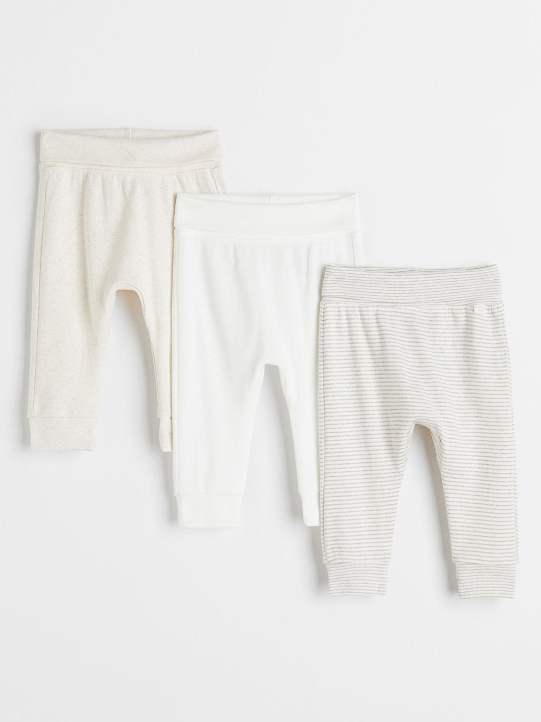 

H&M Girls 3-Pack Cotton Trousers, Beige
