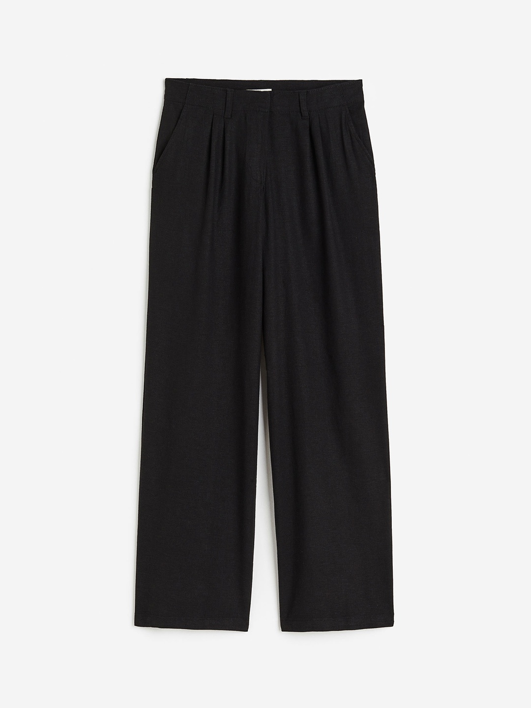 

H&M Women Linen-Blend Trousers, Black