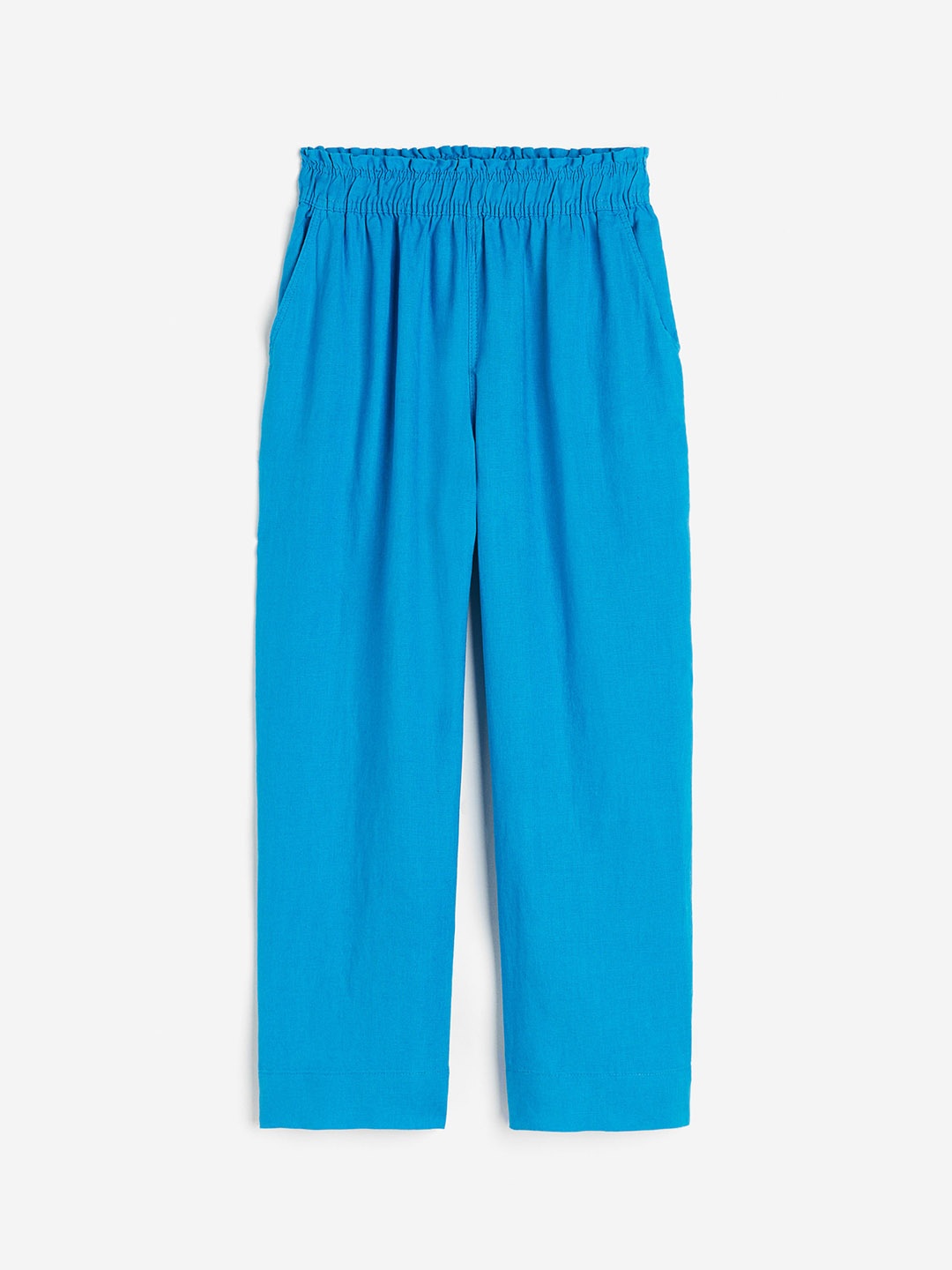 

H&M Women Ankle-Length Linen Trousers, Blue