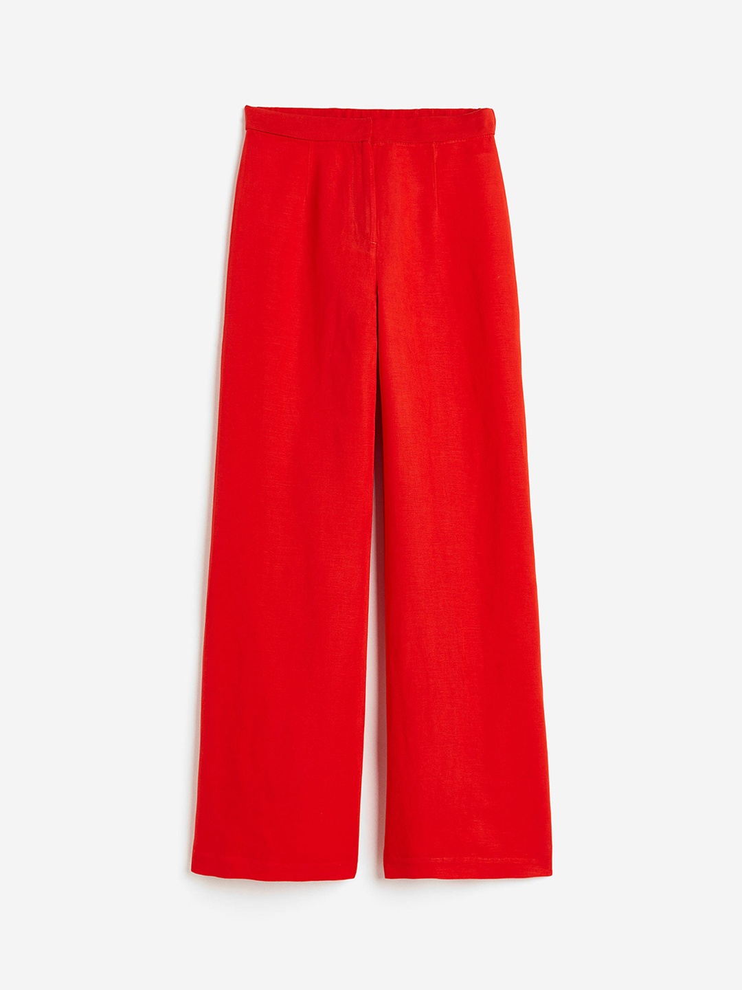 

H&M Women Linen-Blend Trousers, Red