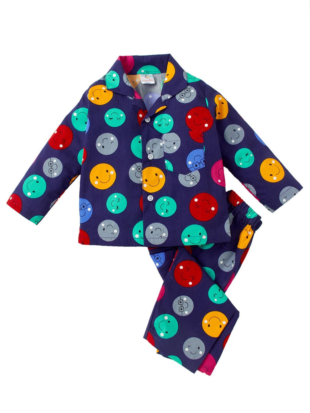 

Babywish Kids Lapel Collar Printed Night suit, Purple