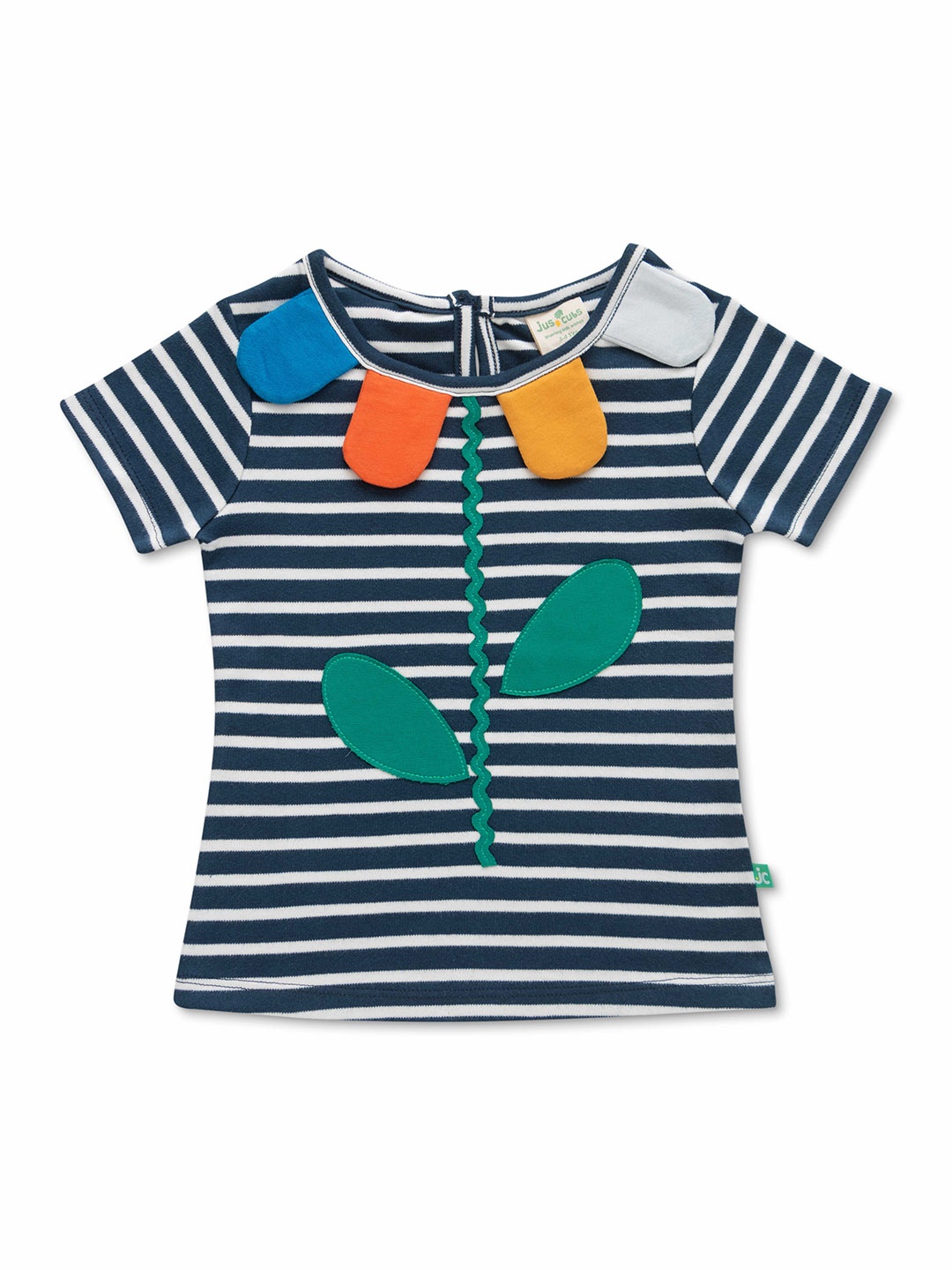 

JusCubs Girls Horizontal Striped Cotton T-Shirt, Navy blue