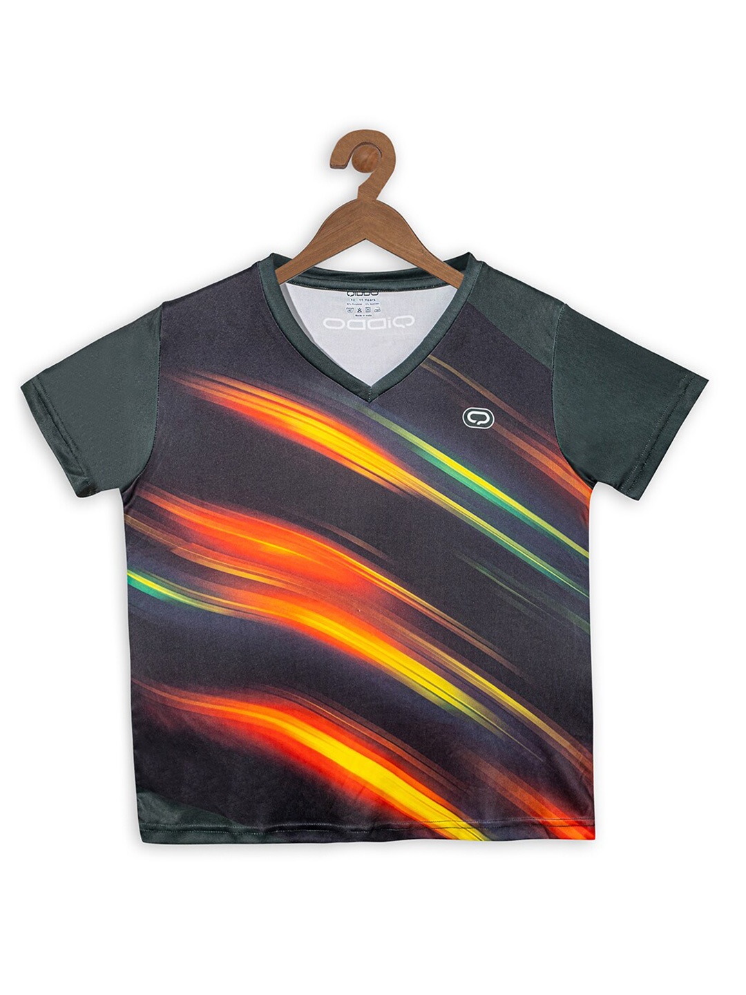 

QIDDO Girls Abstract Printed V-Neck T-Shirt, Black