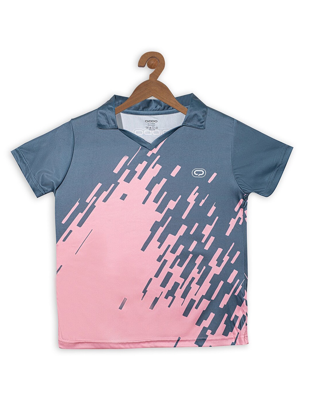 

QIDDO Girls Abstract Printed Polo Collar T-Shirt, Grey